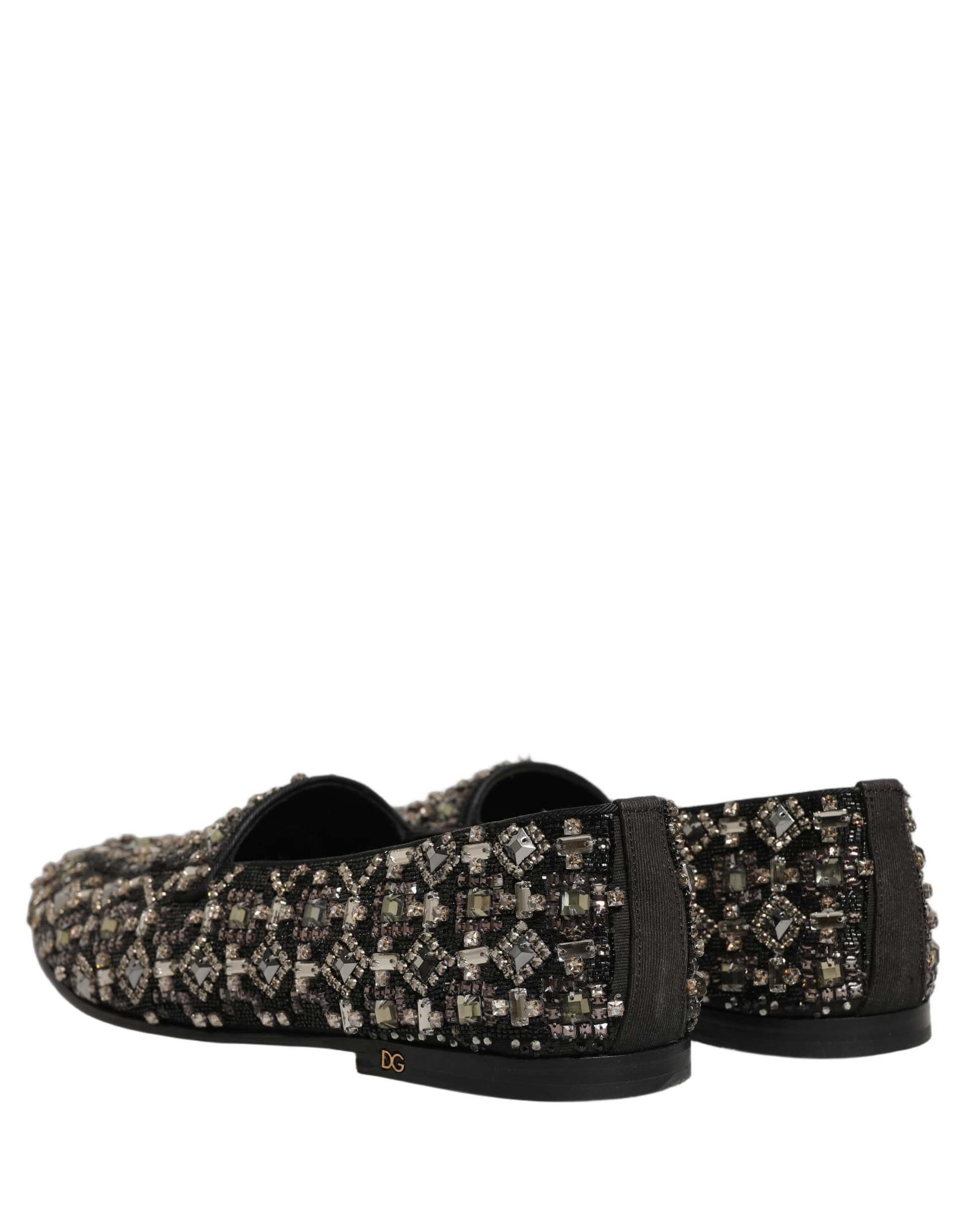 Dolce & Gabbana Black Crystal Embellished Dress Loafers Shoes - 5