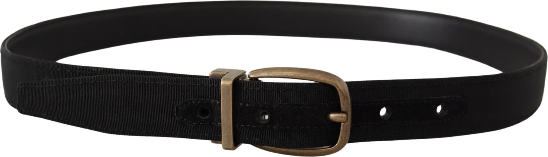 Dolce & Gabbana Black Grosgrain Leather Bronze Metal Belt - 2