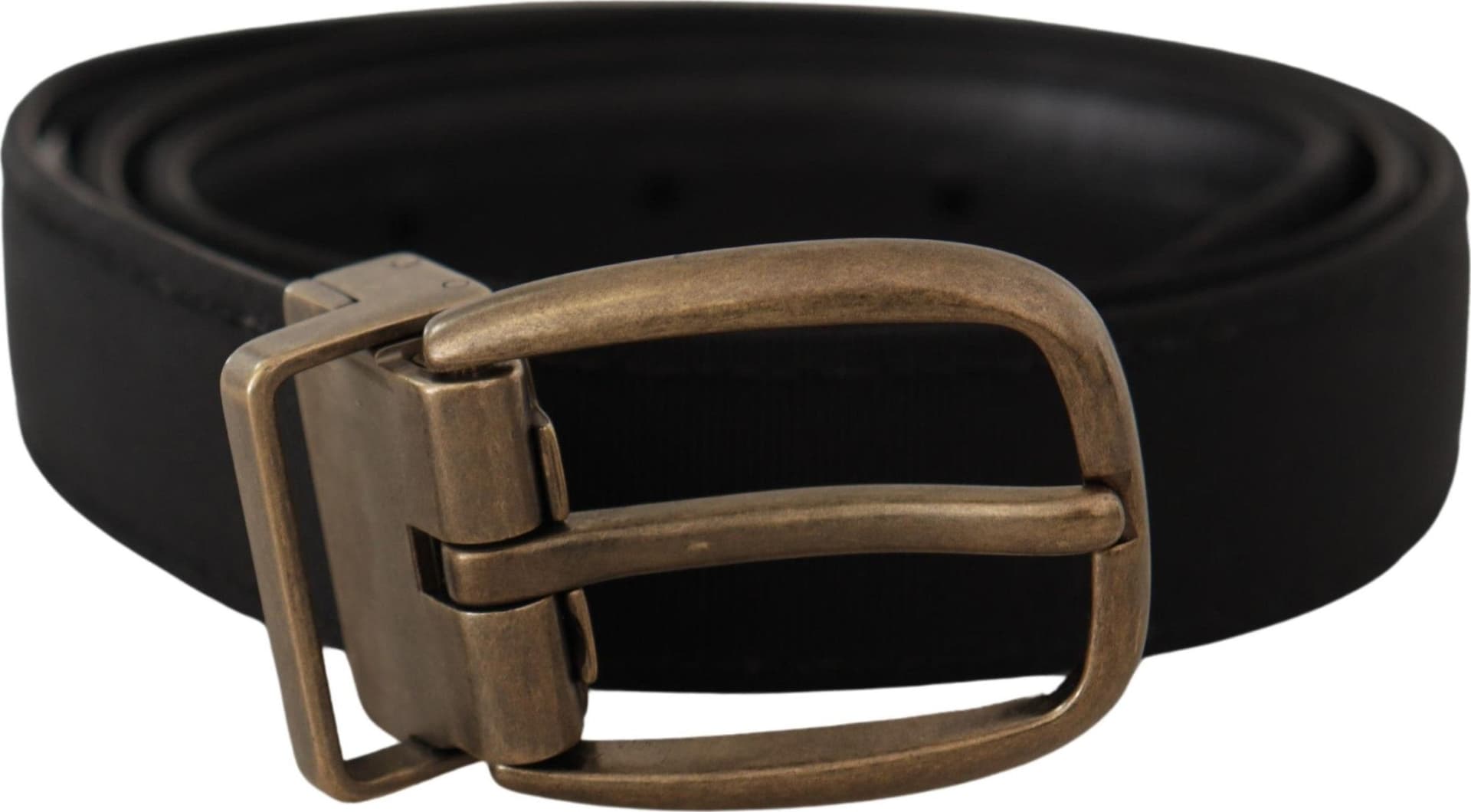 Dolce & Gabbana Black Grosgrain Leather Bronze Metal Belt - 3