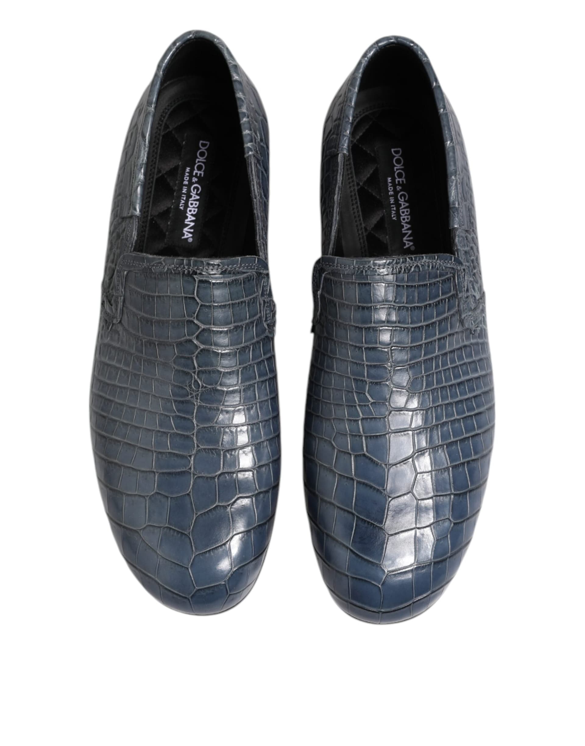 Dolce & Gabbana Blue Exotic Leather Slip On Loafers Men Dress Shoes - 2