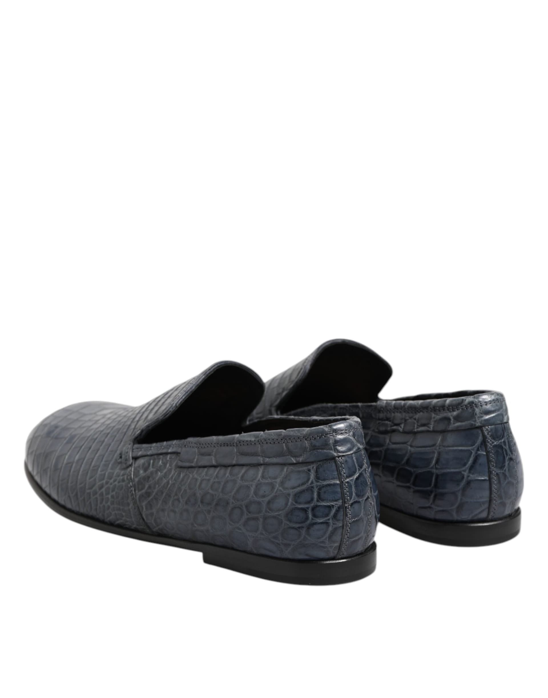 Dolce & Gabbana Blue Exotic Leather Slip On Loafers Men Dress Shoes - 4