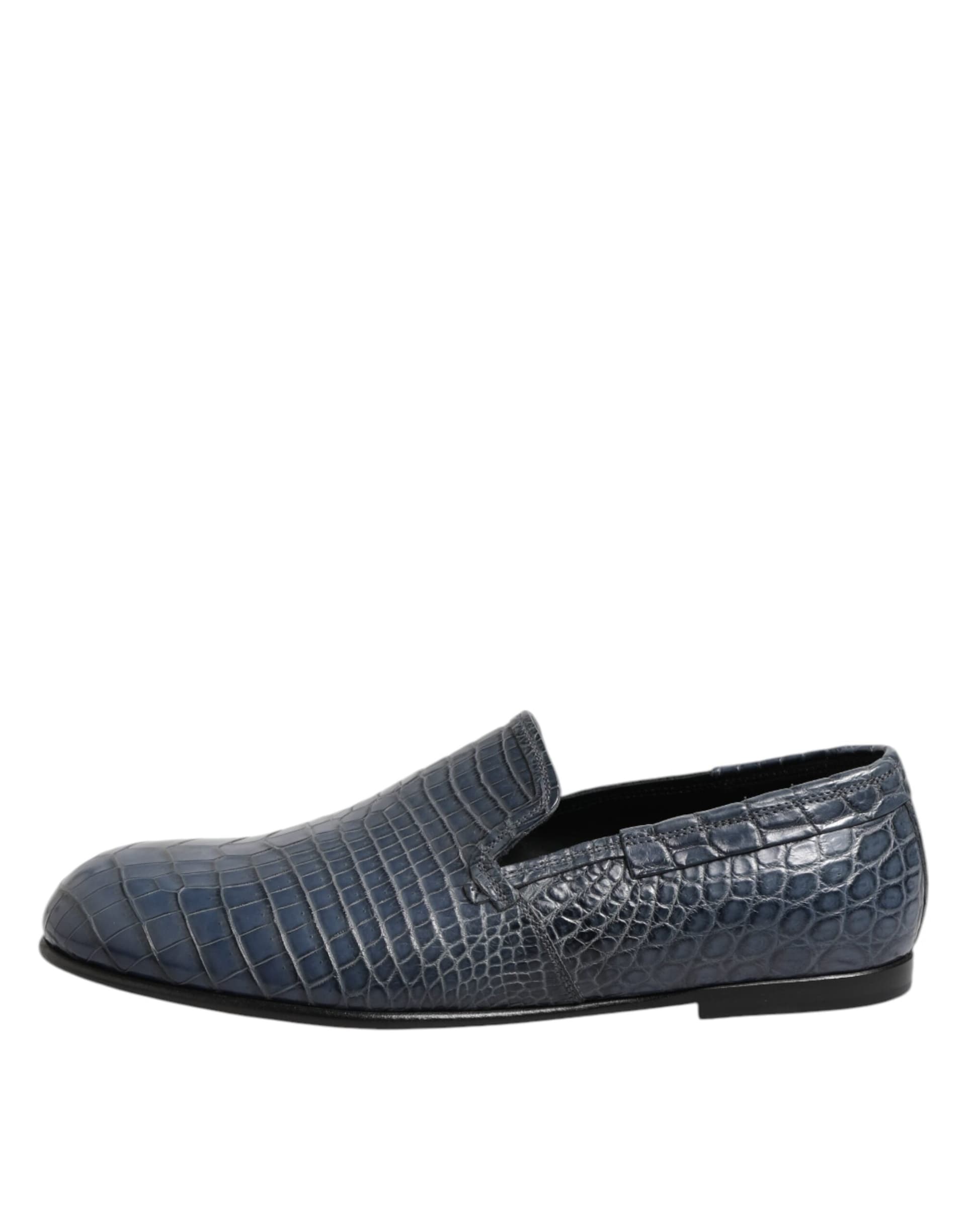 Dolce & Gabbana Blue Exotic Leather Slip On Loafers Men Dress Shoes - 5