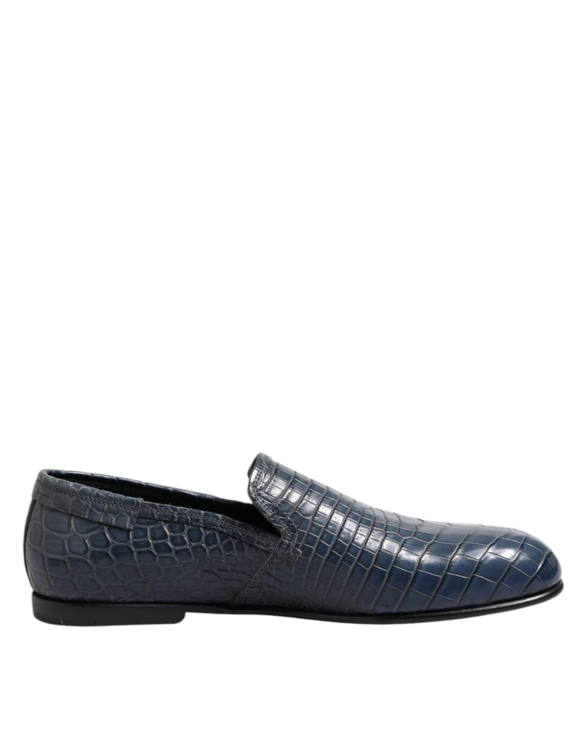 Dolce & Gabbana Blue Exotic Leather Slip On Loafers Men Dress Shoes - 6