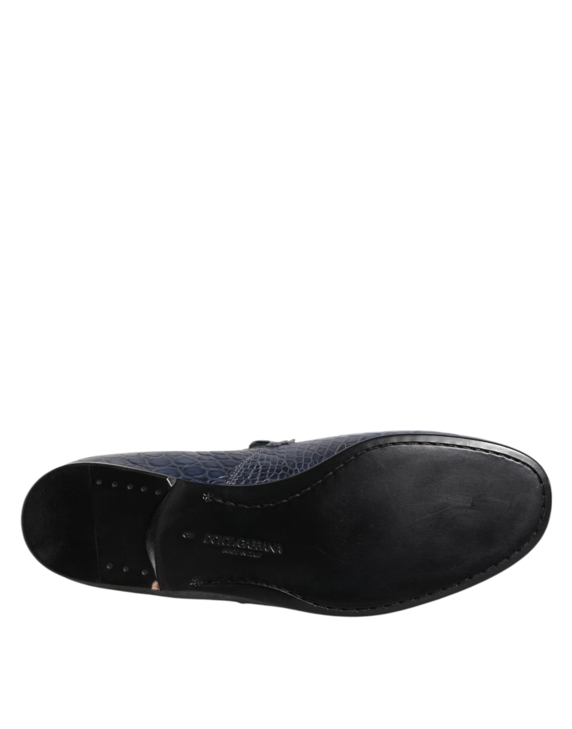 Dolce & Gabbana Blue Exotic Leather Slip On Loafers Men Dress Shoes - 8