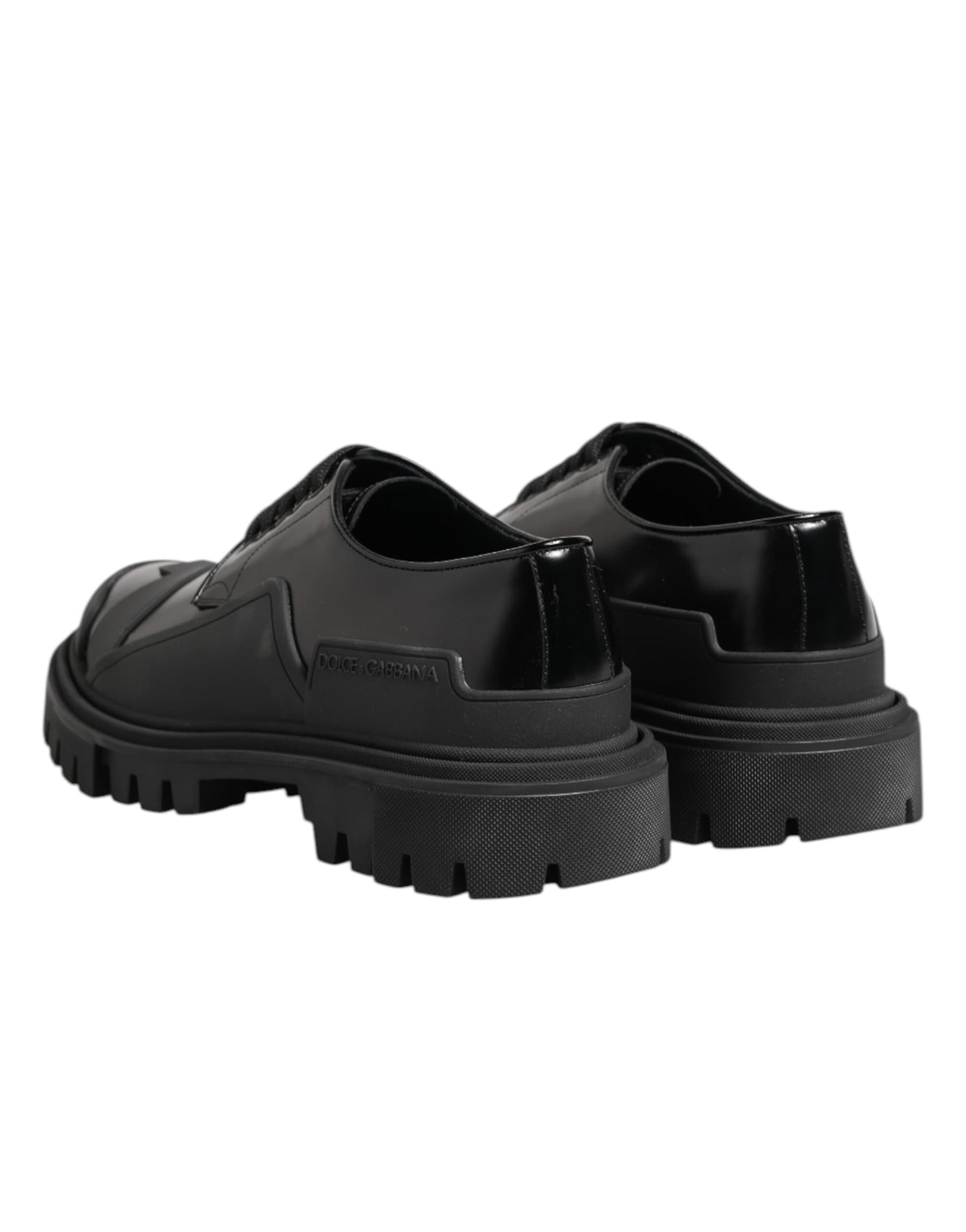 Dolce & Gabbana Black Patent Leather Trekking Derby Shoes - 4