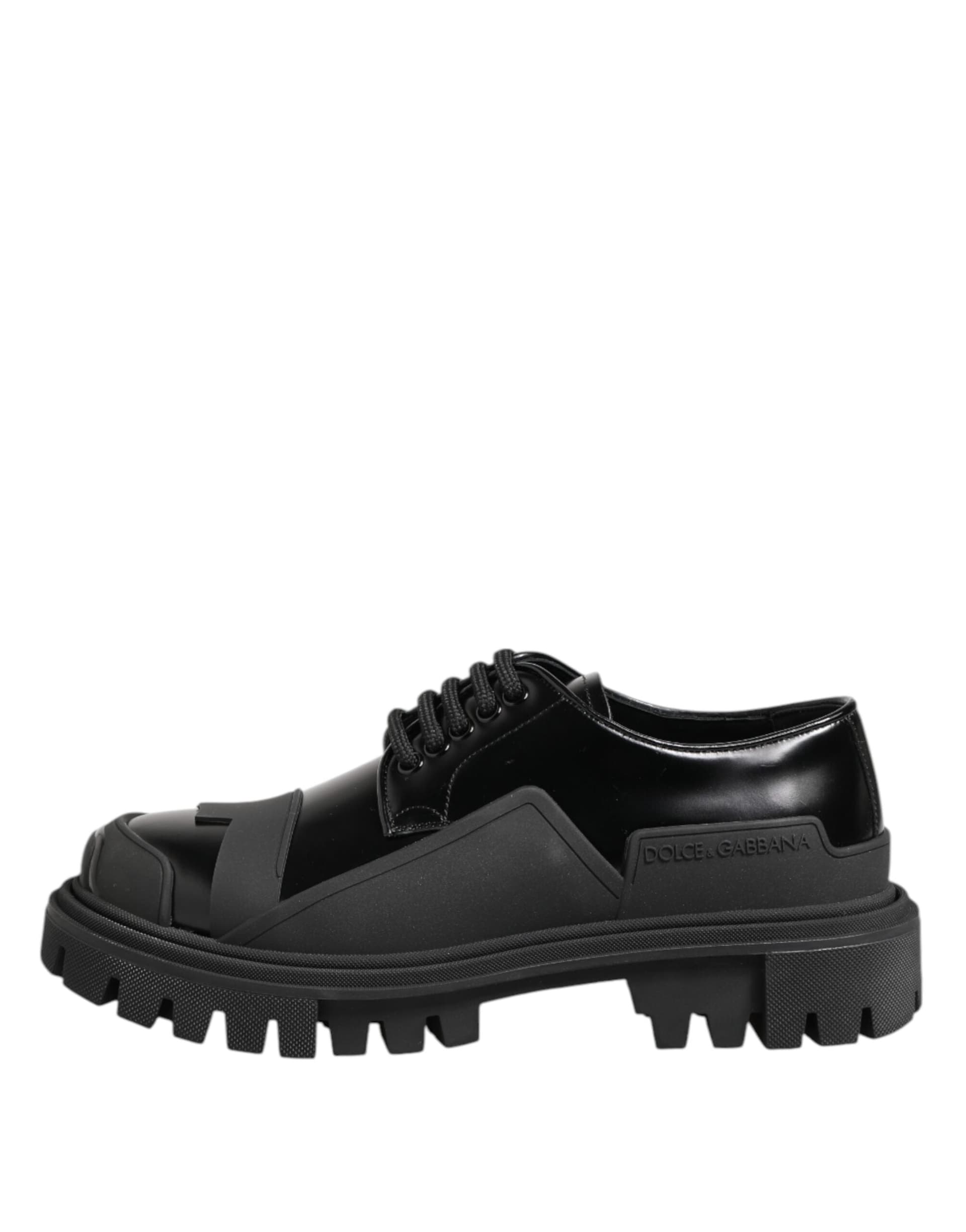 Dolce & Gabbana Black Patent Leather Trekking Derby Shoes - 5