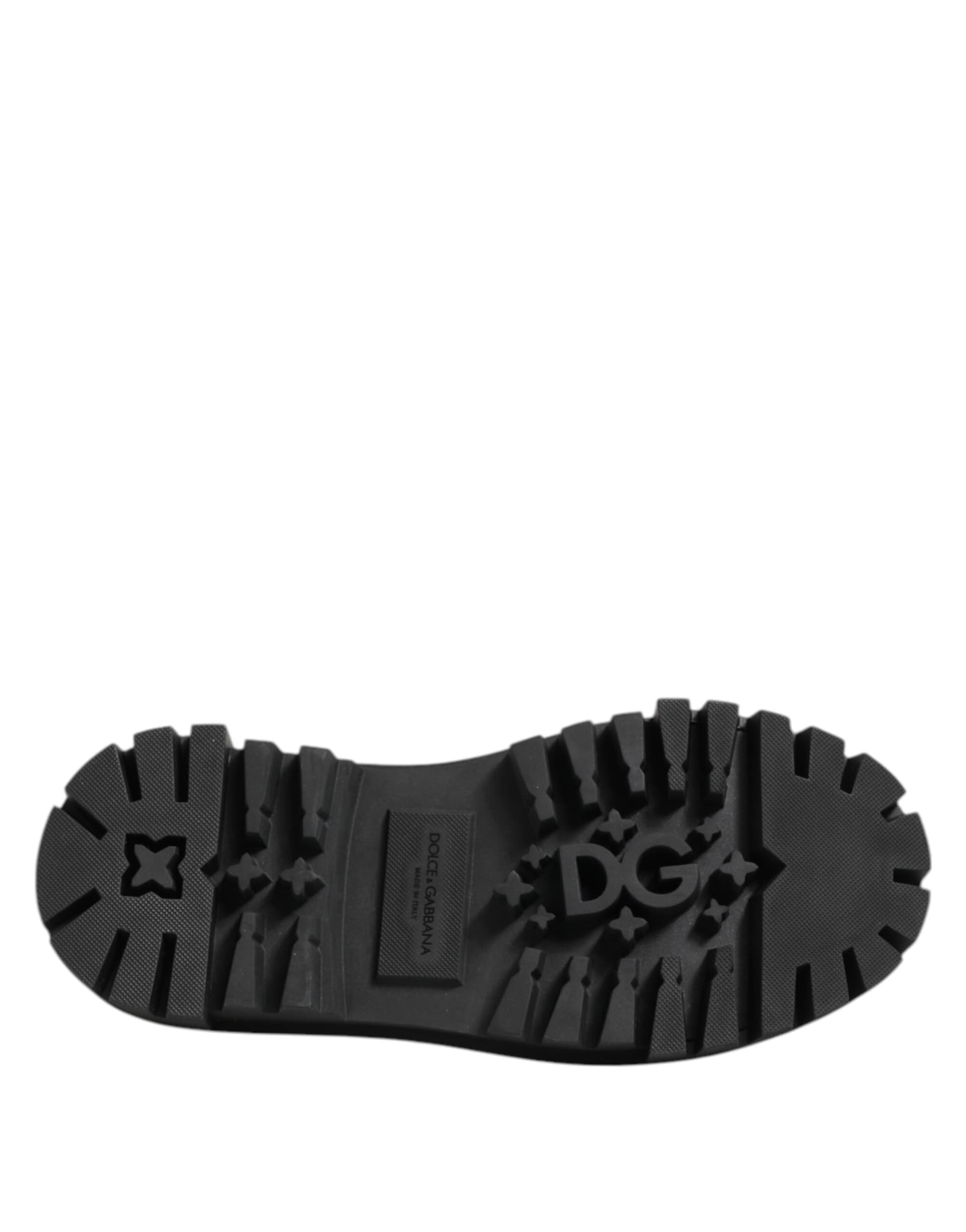 Dolce & Gabbana Black Patent Leather Trekking Derby Shoes - 8