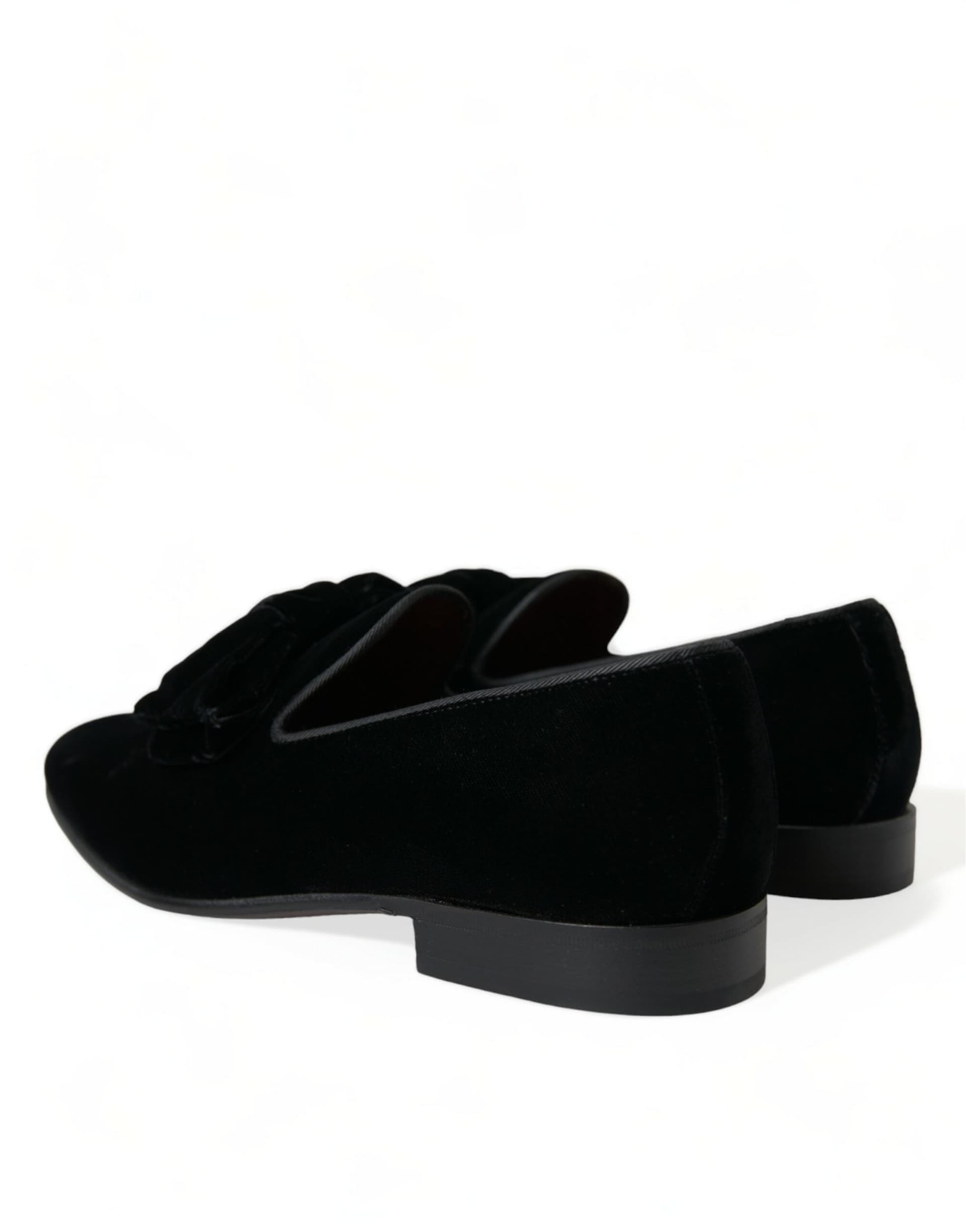 Dolce & Gabbana Black Velvet Loafers Formal Dress Shoes - 3