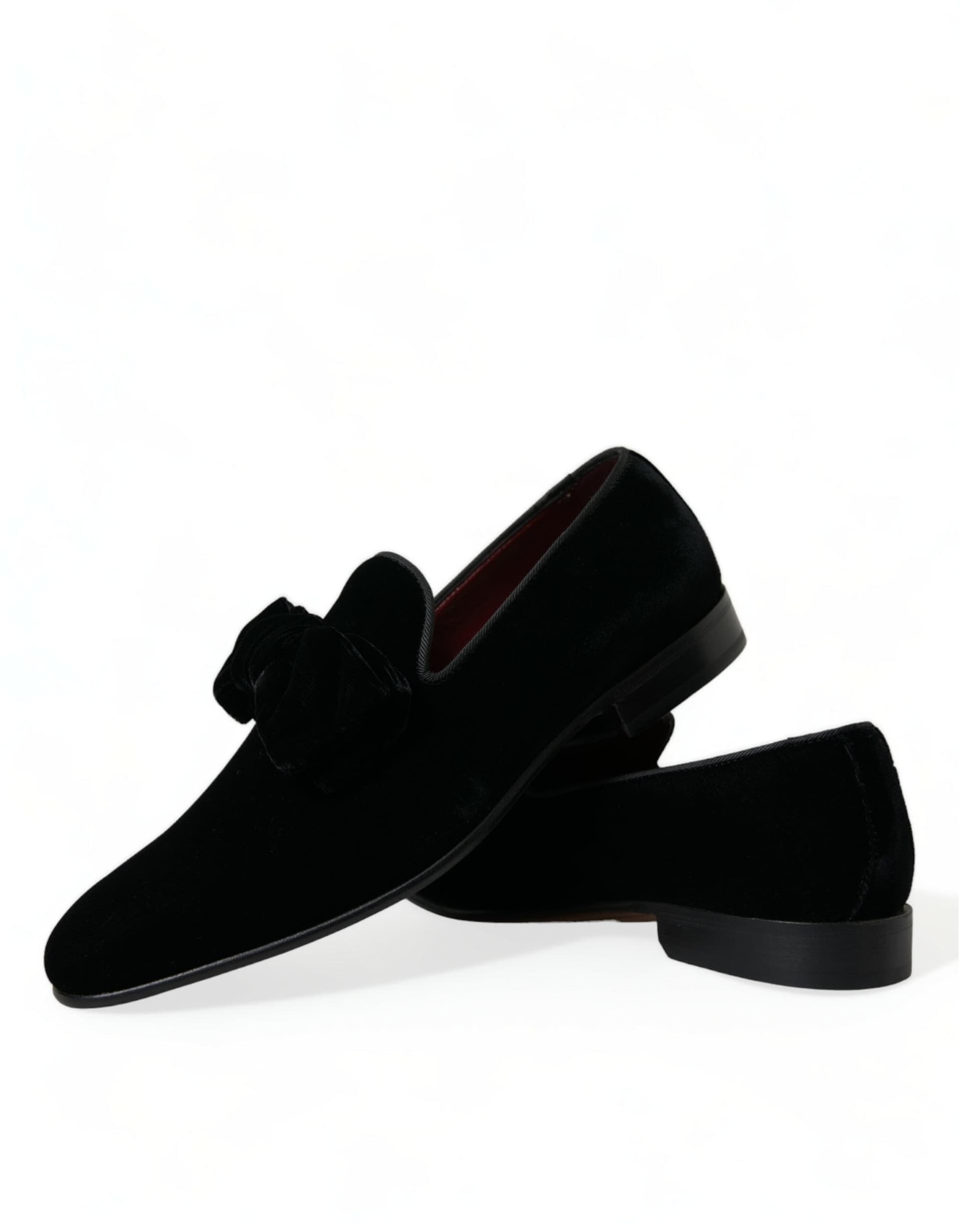 Dolce & Gabbana Black Velvet Loafers Formal Dress Shoes - 7