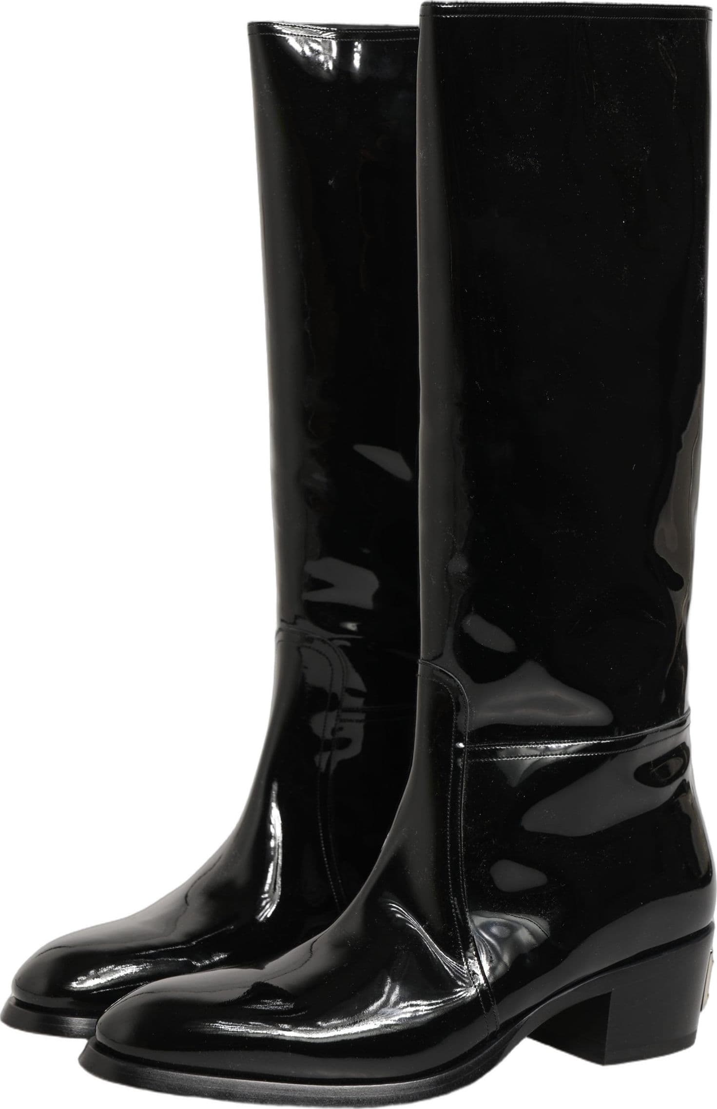 Dolce & Gabbana Black Leather Knee High Heels Boots Shoes - 3