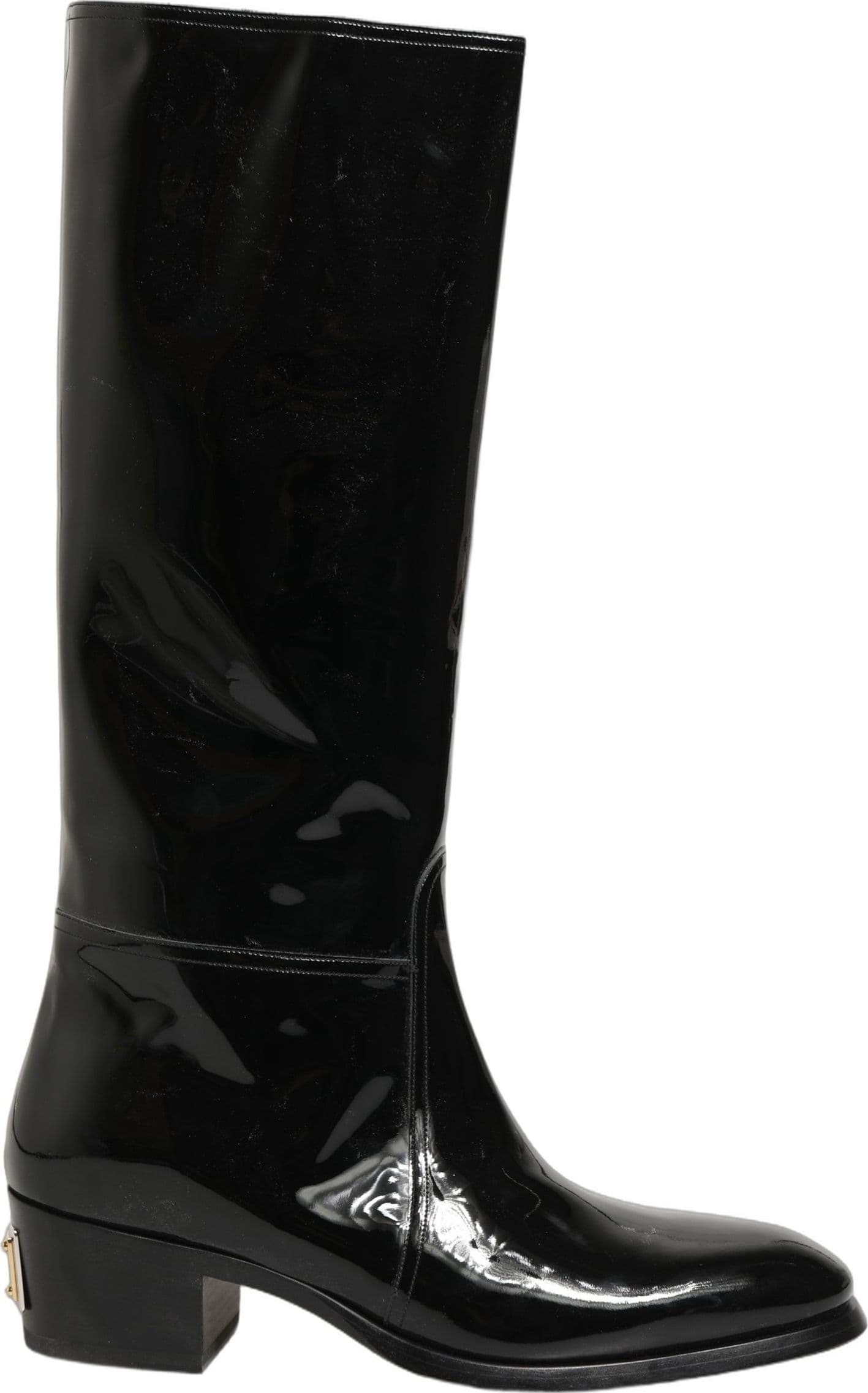 Dolce & Gabbana Black Leather Knee High Heels Boots Shoes - 6