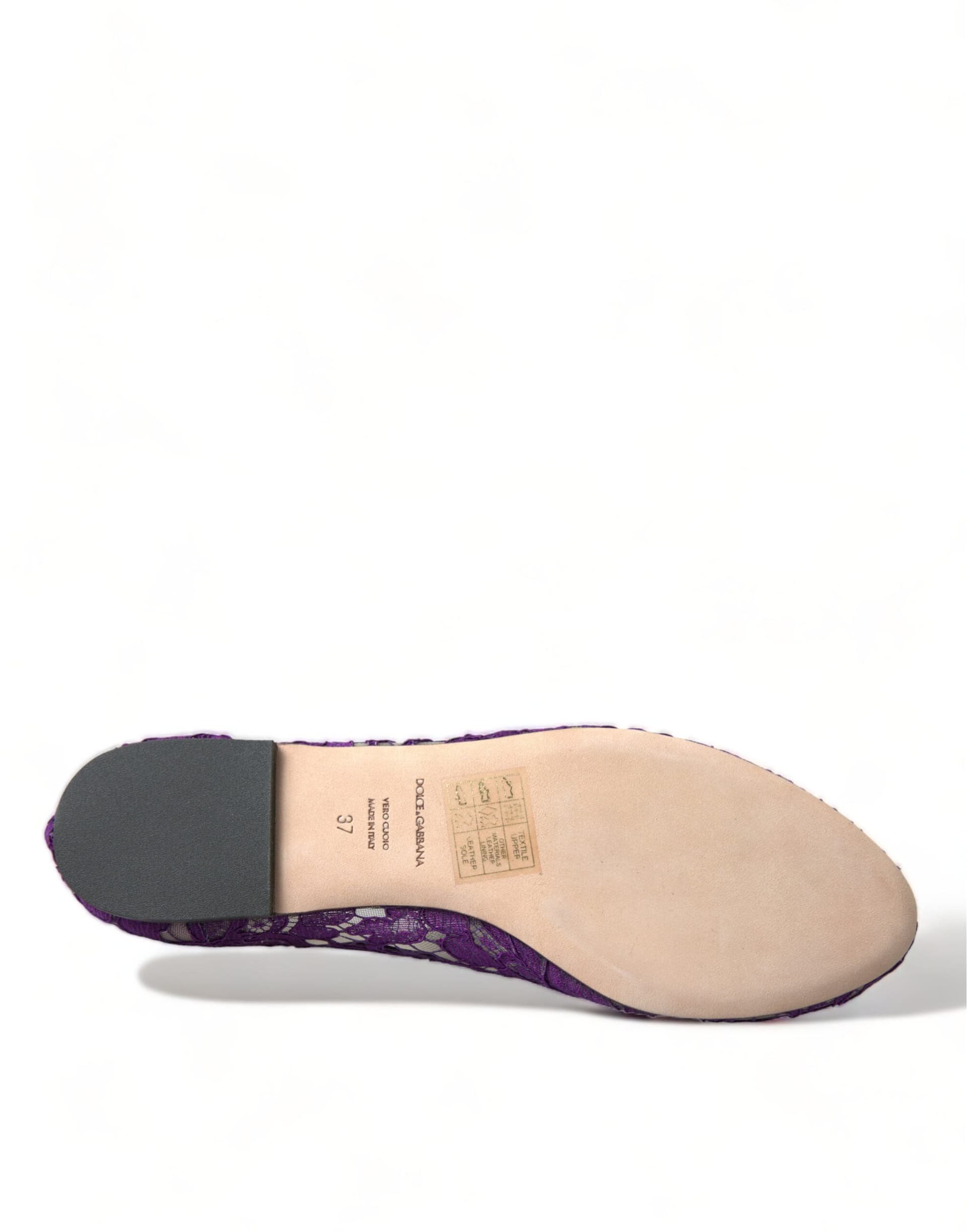 Dolce & Gabbana Purple Vally Taormina Lace Crystals Flats Shoes - 6