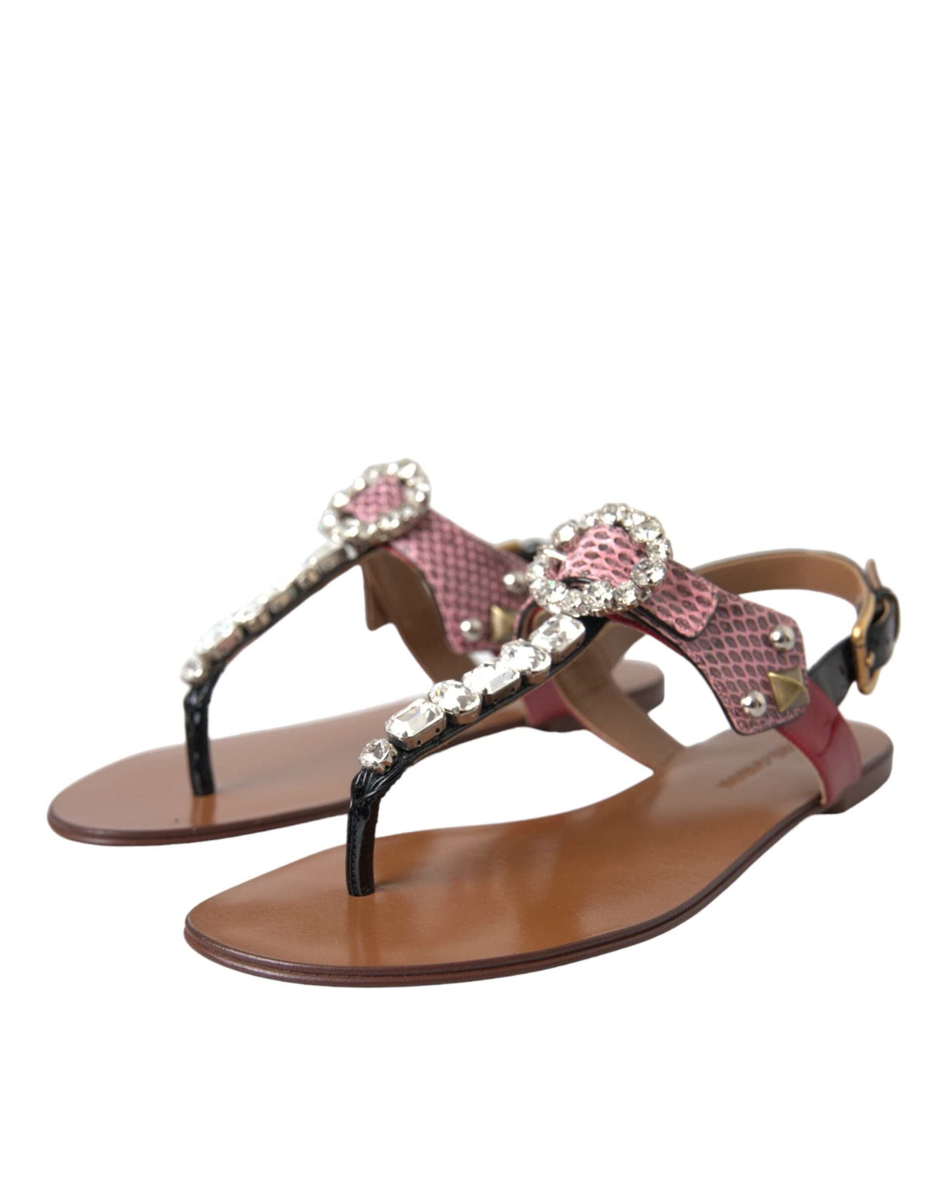 Dolce & Gabbana Multicolor Crystal Sandals Flip Flops Shoes - 2