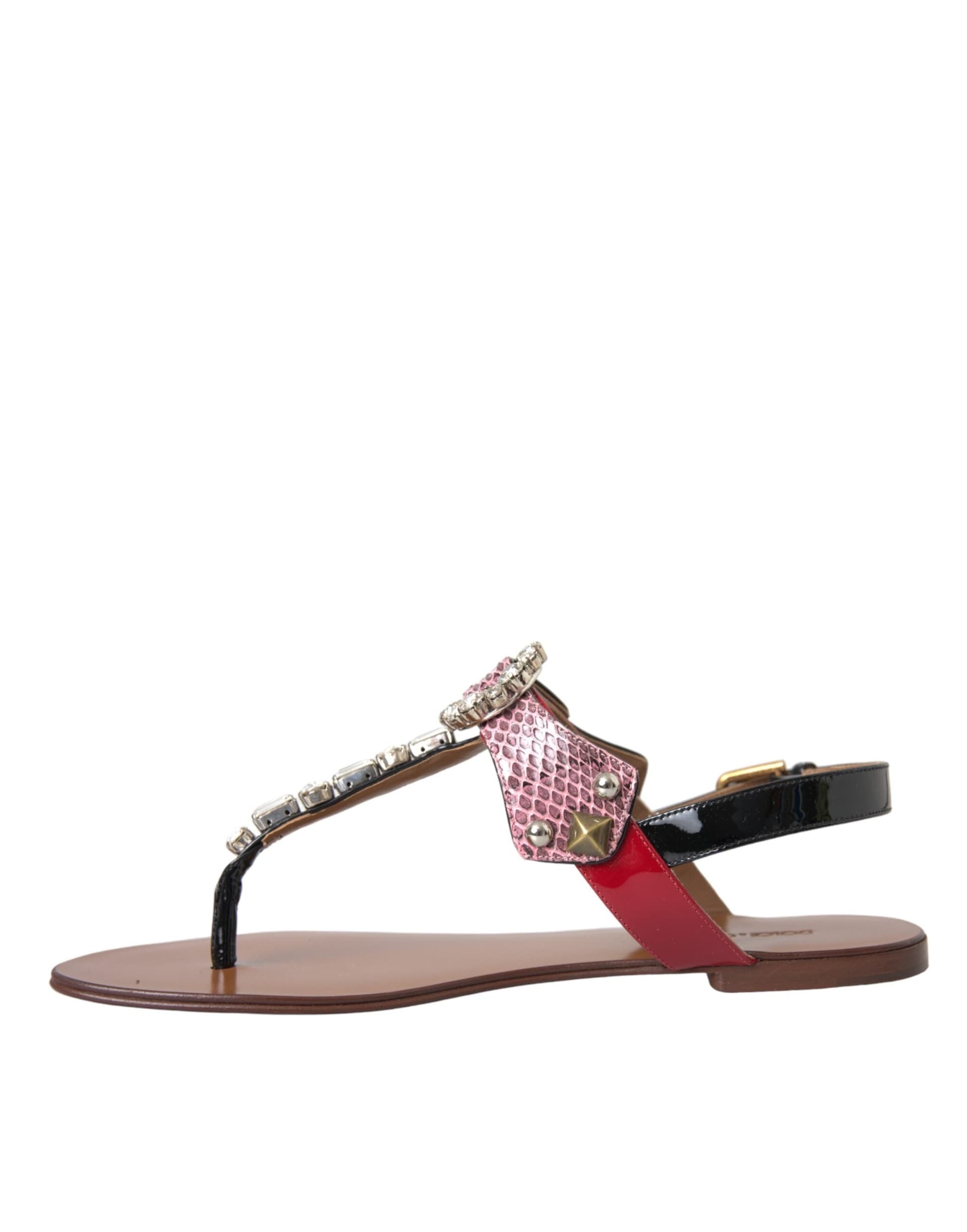 Dolce & Gabbana Multicolor Crystal Sandals Flip Flops Shoes - 4