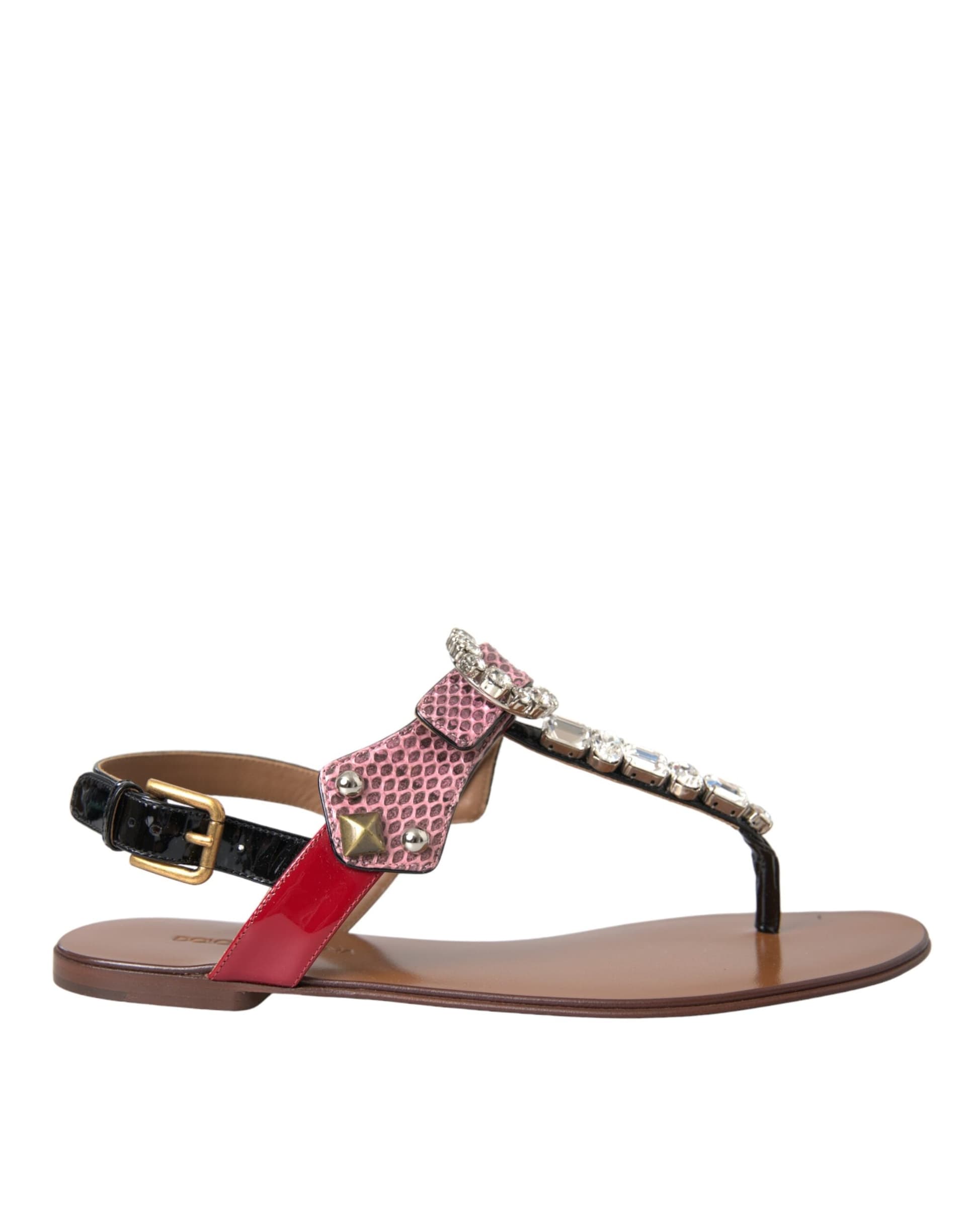 Dolce & Gabbana Multicolor Crystal Sandals Flip Flops Shoes - 5