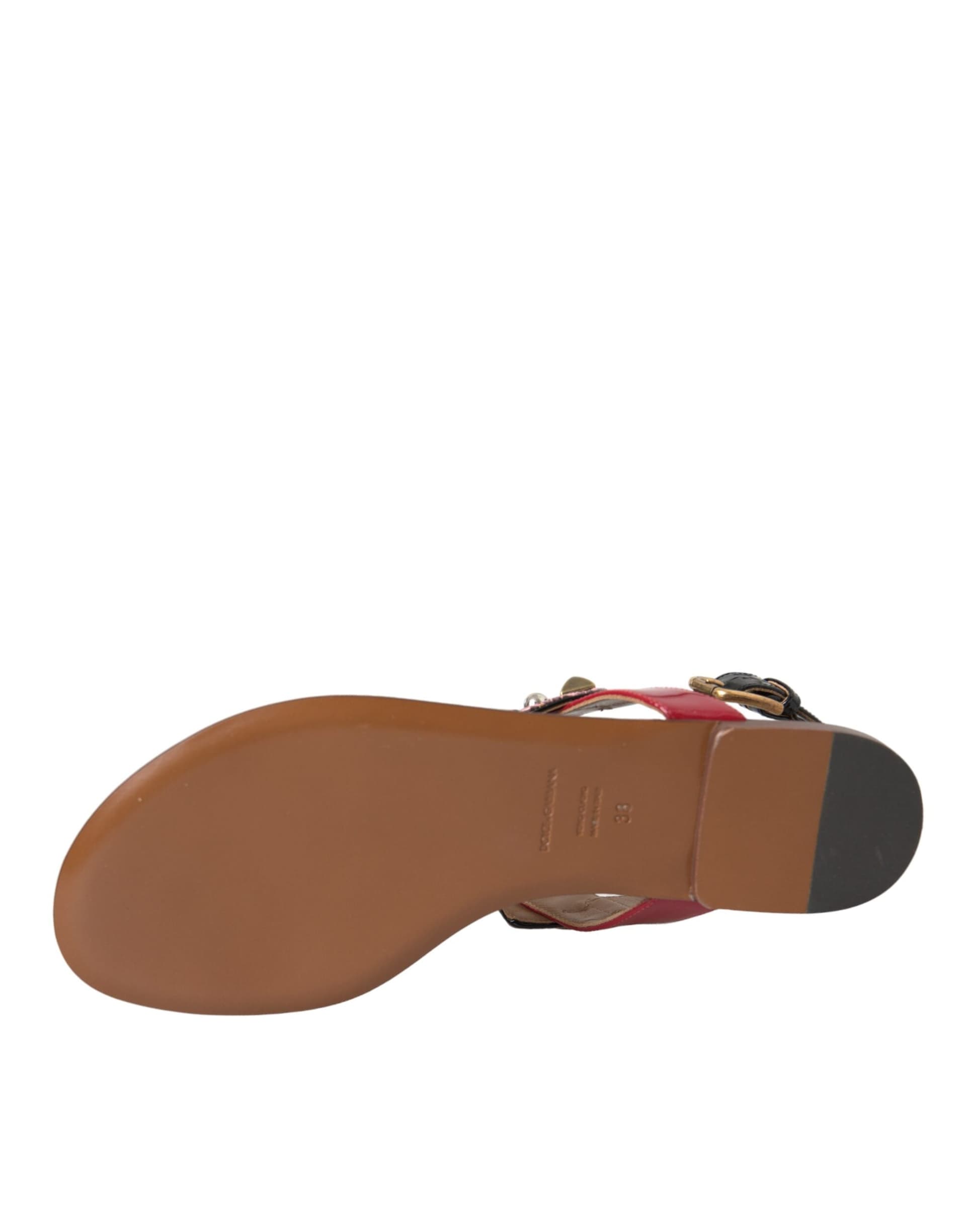 Dolce & Gabbana Multicolor Crystal Sandals Flip Flops Shoes - 6