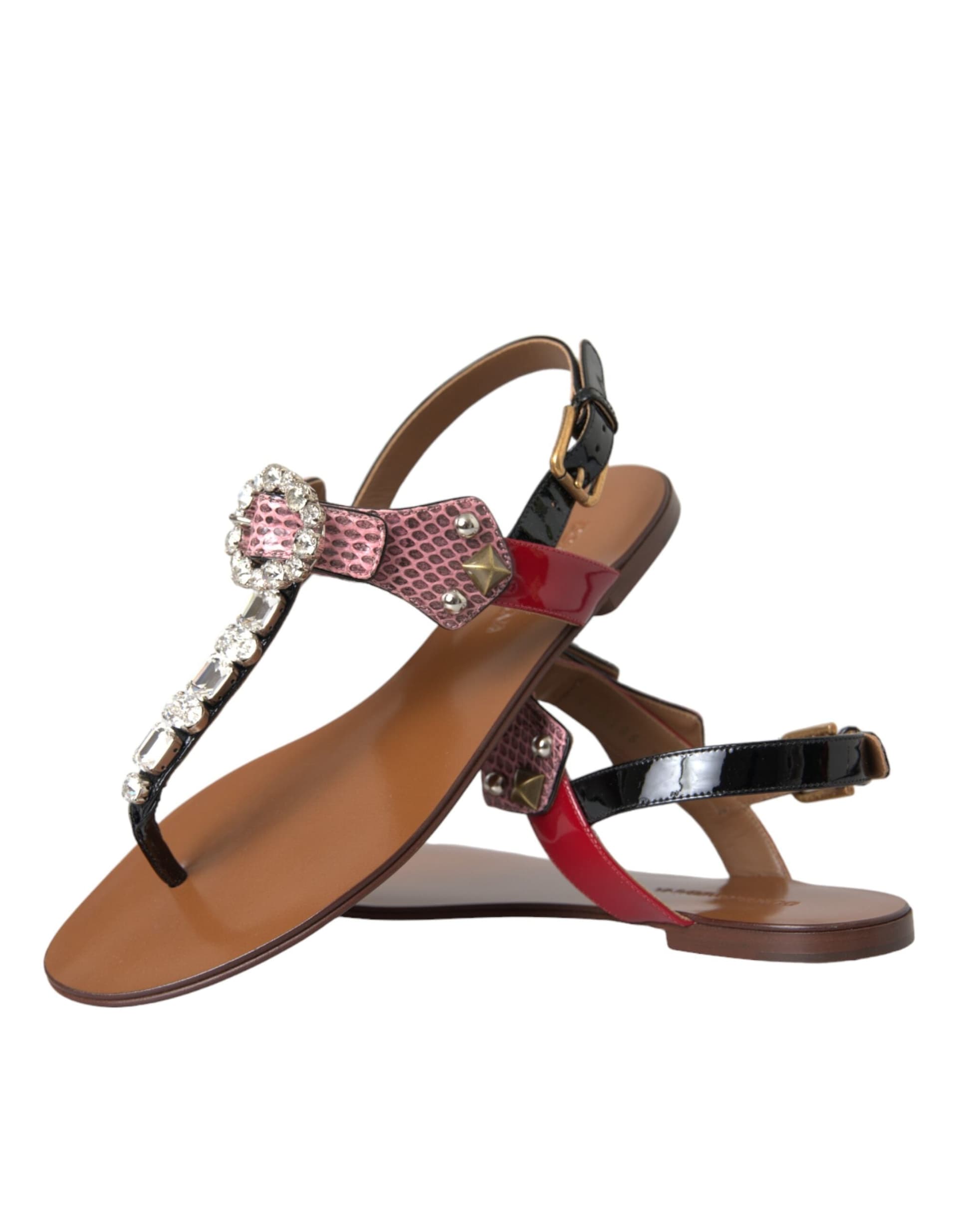 Dolce & Gabbana Multicolor Crystal Sandals Flip Flops Shoes - 7