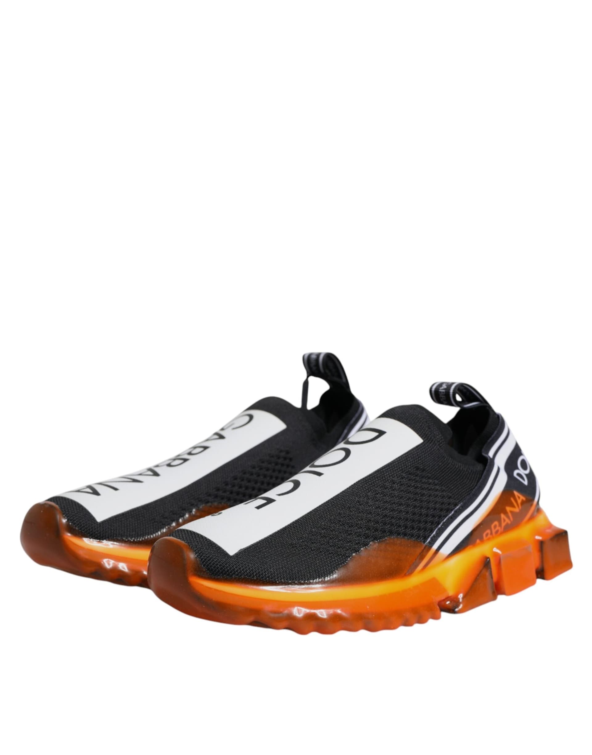 Dolce & Gabbana Black Orange Sorrento Slip On Sneakers Shoes - 3
