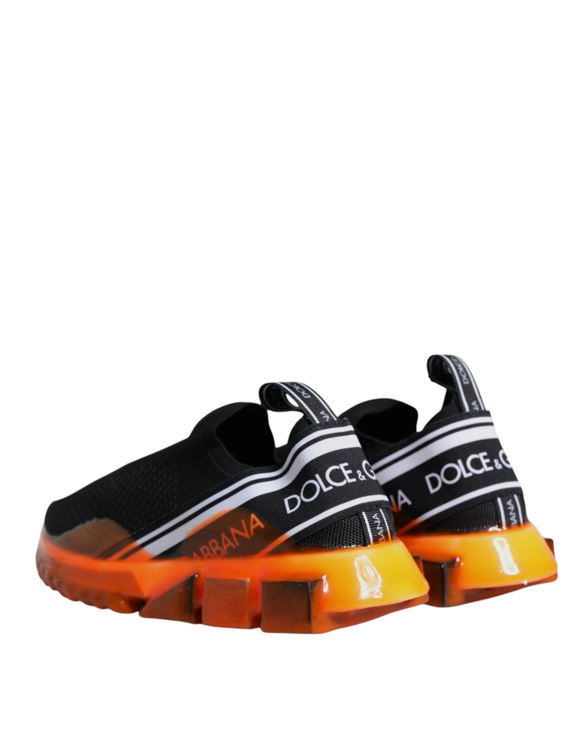 Dolce & Gabbana Black Orange Sorrento Slip On Sneakers Shoes - 4