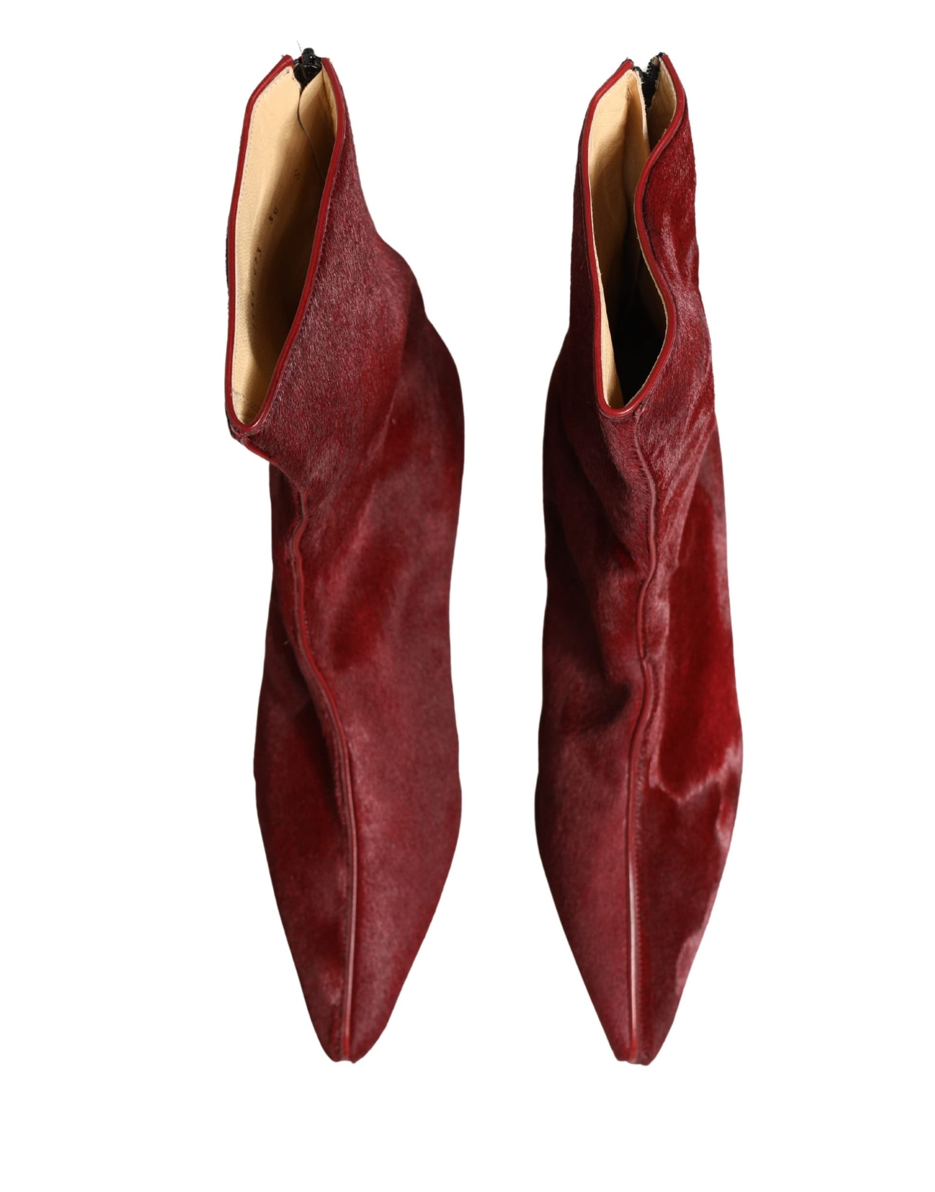 Dolce & Gabbana Burgundy Mid Calf Boots Shoes - 2