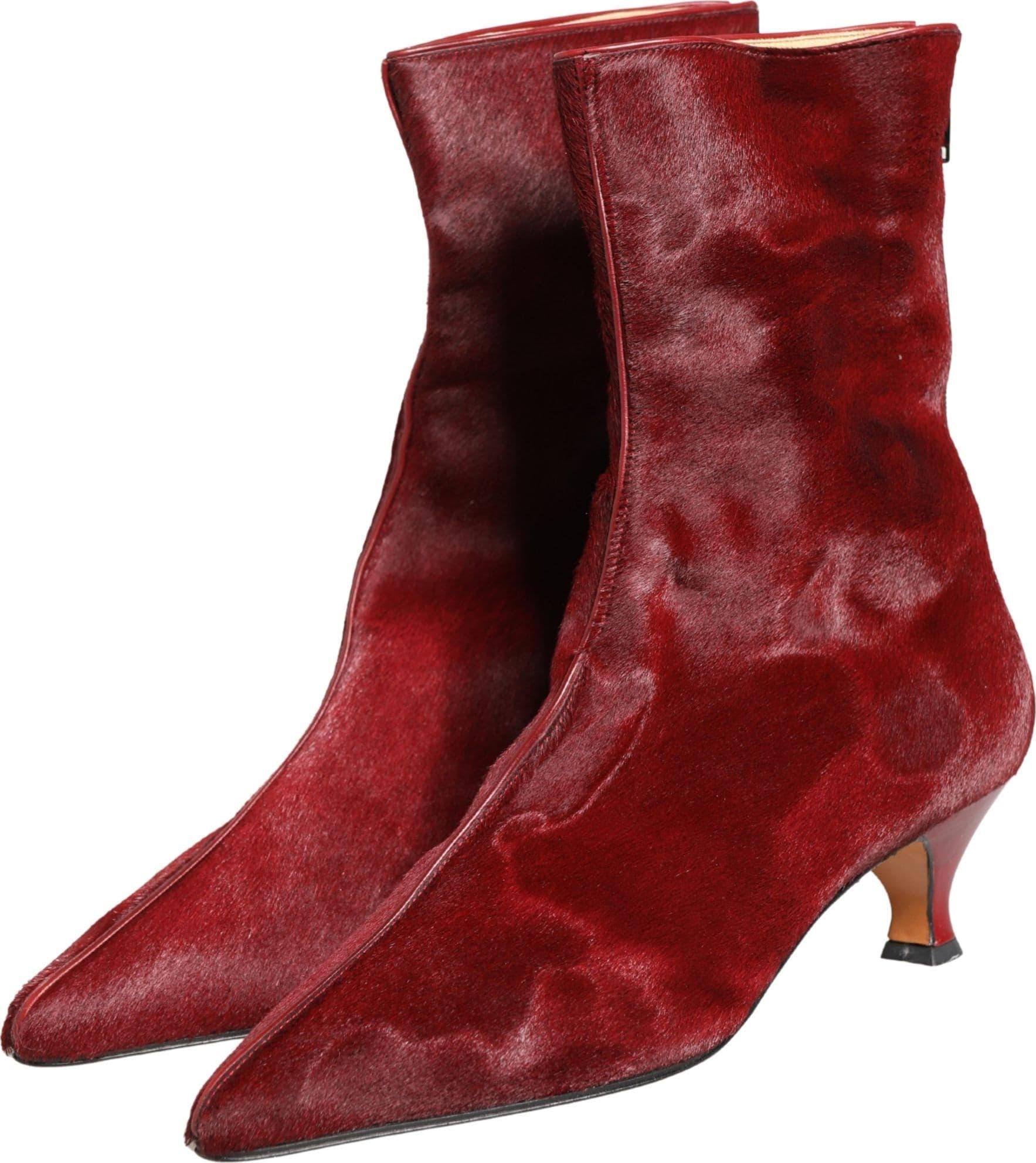 Dolce & Gabbana Burgundy Mid Calf Boots Shoes - 3