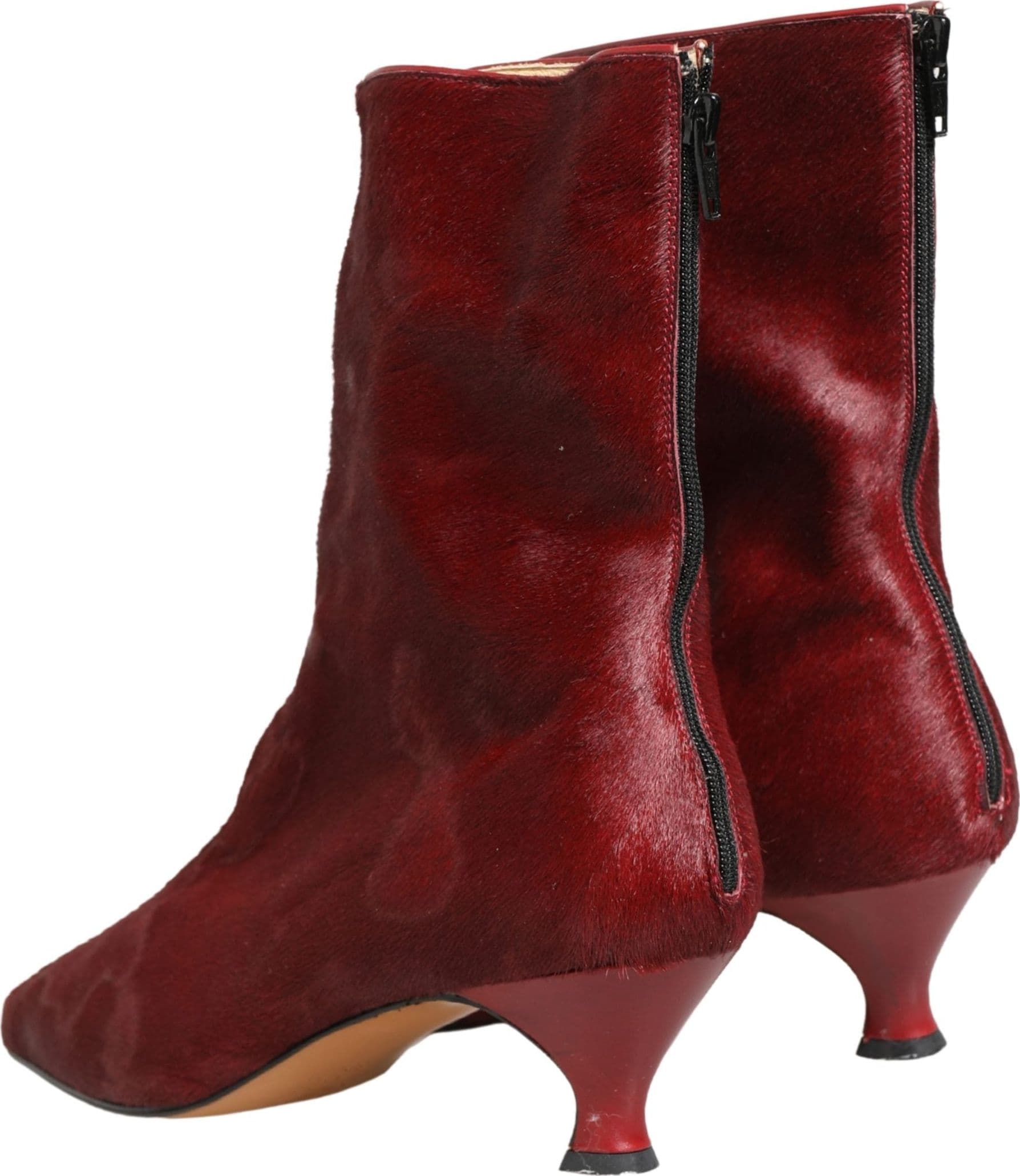 Dolce & Gabbana Burgundy Mid Calf Boots Shoes - 4