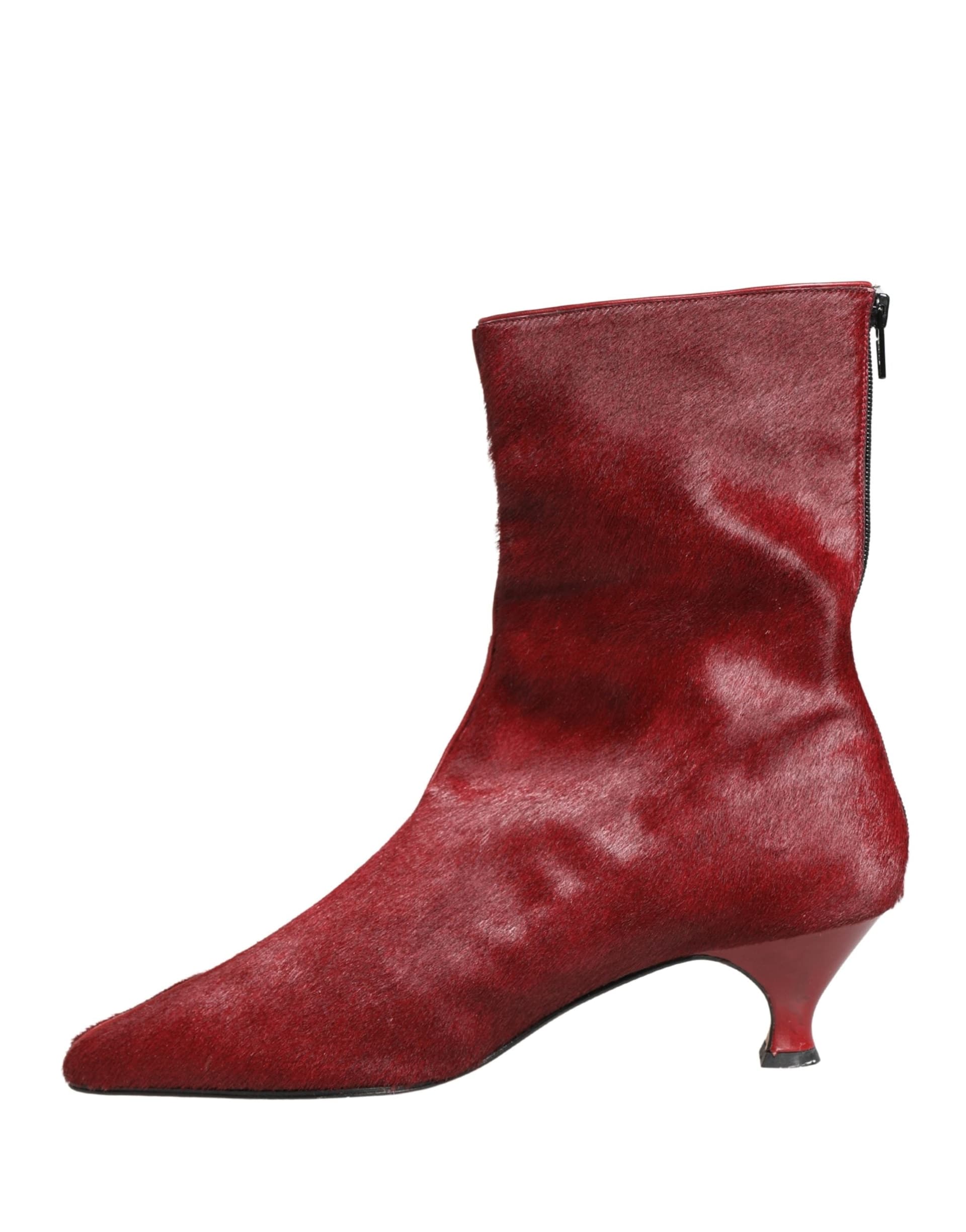 Dolce & Gabbana Burgundy Mid Calf Boots Shoes - 5