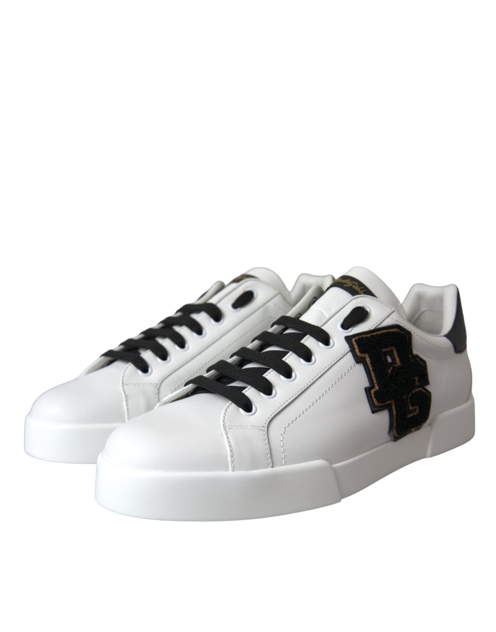 Dolce & Gabbana White Leather DG Logo Casual Low Top Sneakers Shoes - 2