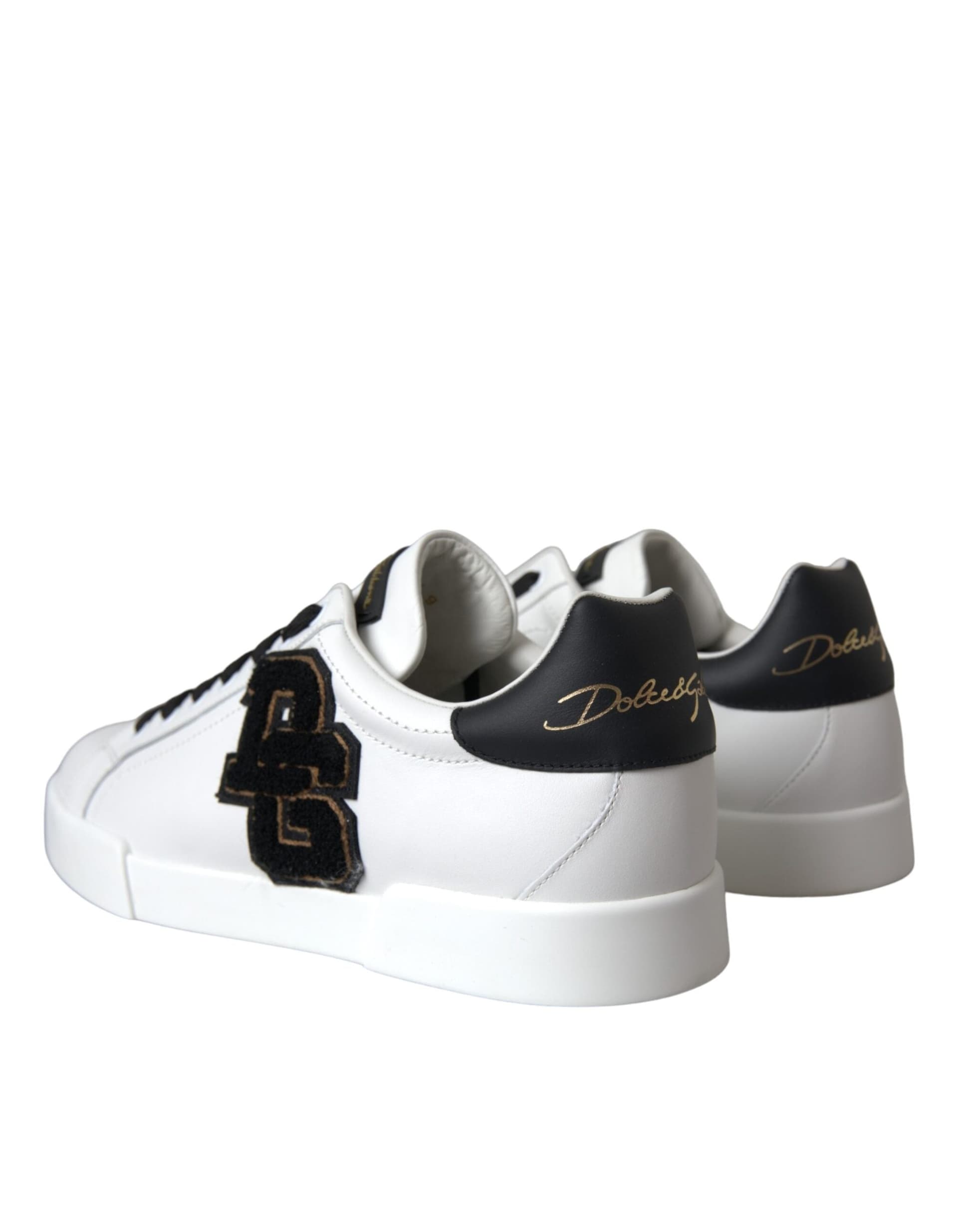 Dolce & Gabbana White Leather DG Logo Casual Low Top Sneakers Shoes - 3