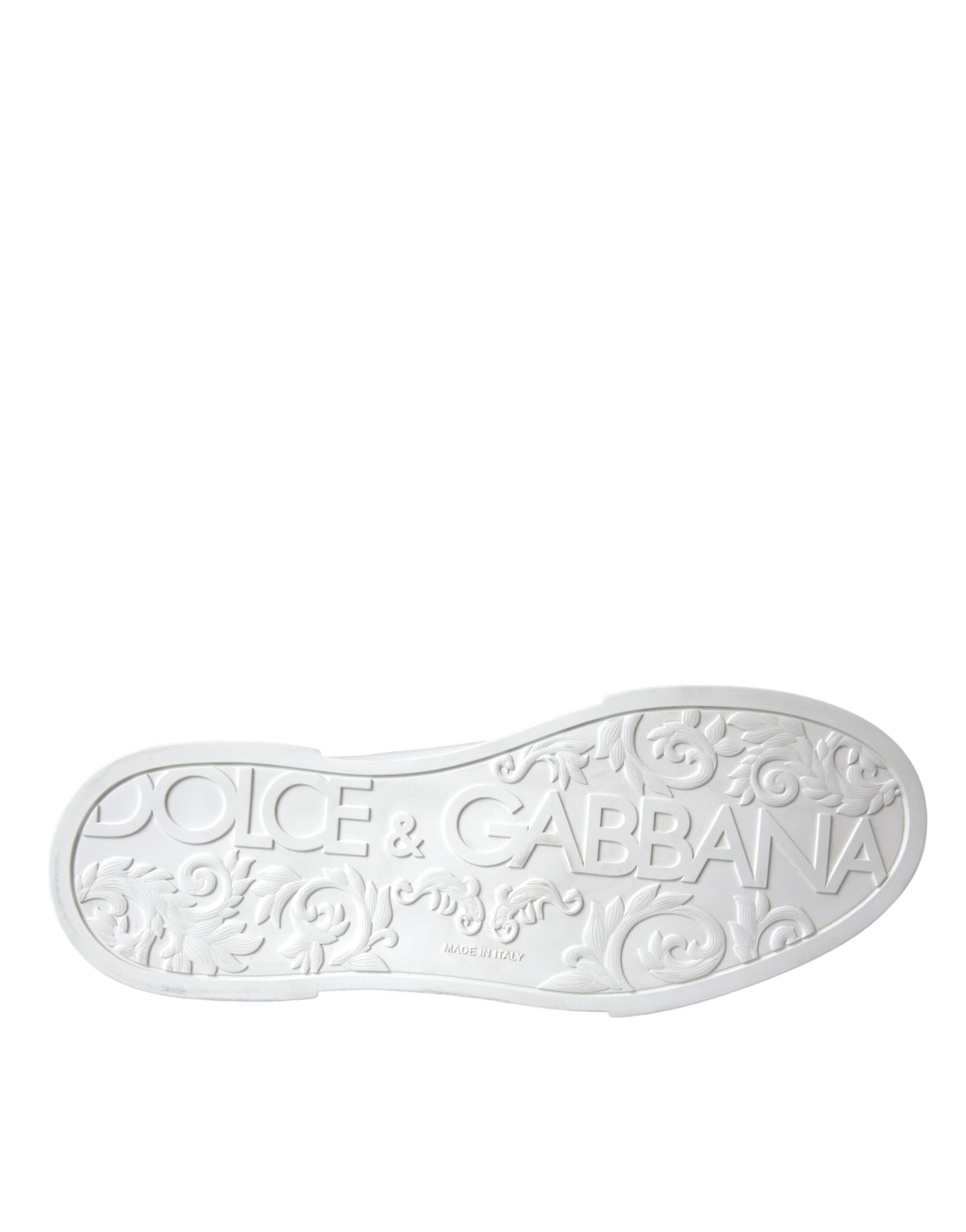 Dolce & Gabbana White Leather DG Logo Casual Low Top Sneakers Shoes - 7
