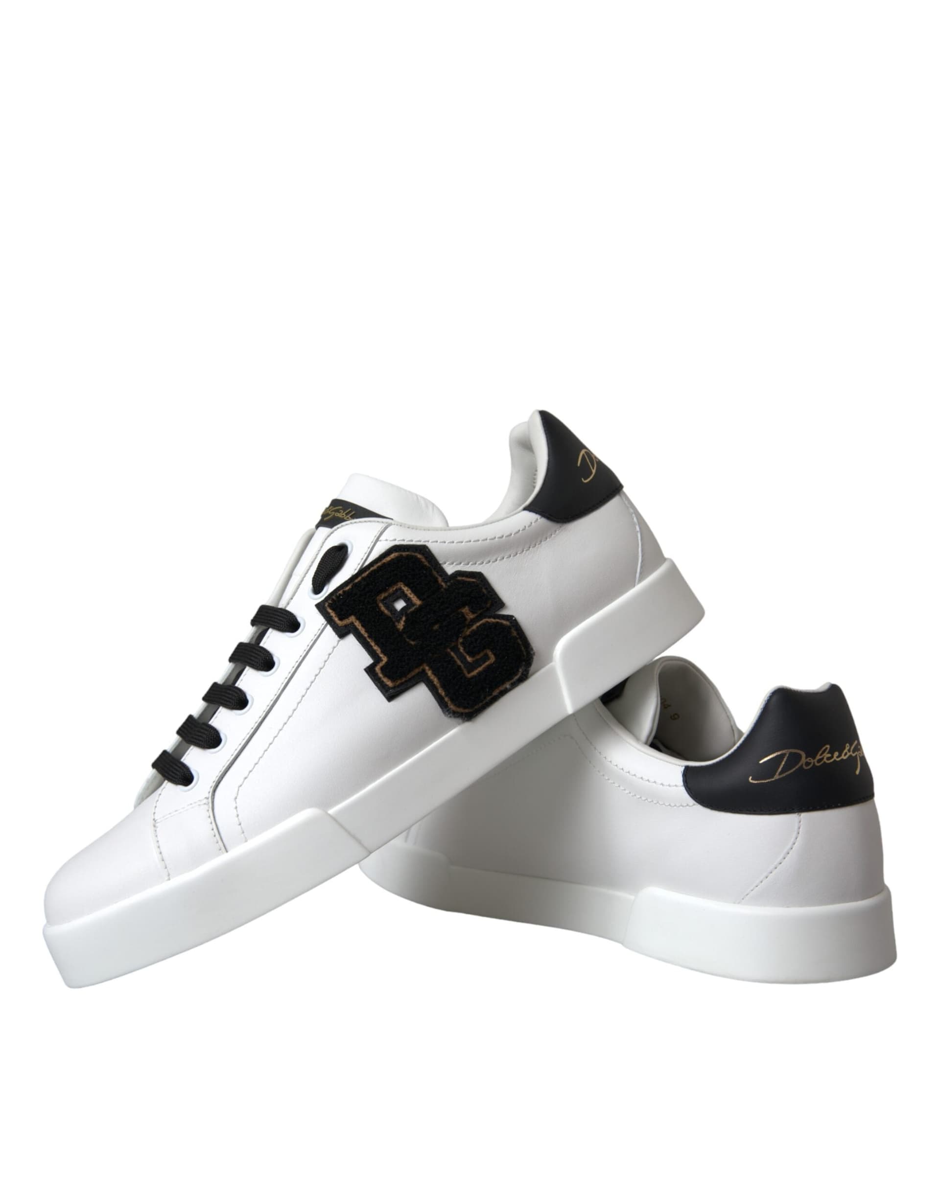 Dolce & Gabbana White Leather DG Logo Casual Low Top Sneakers Shoes - 8