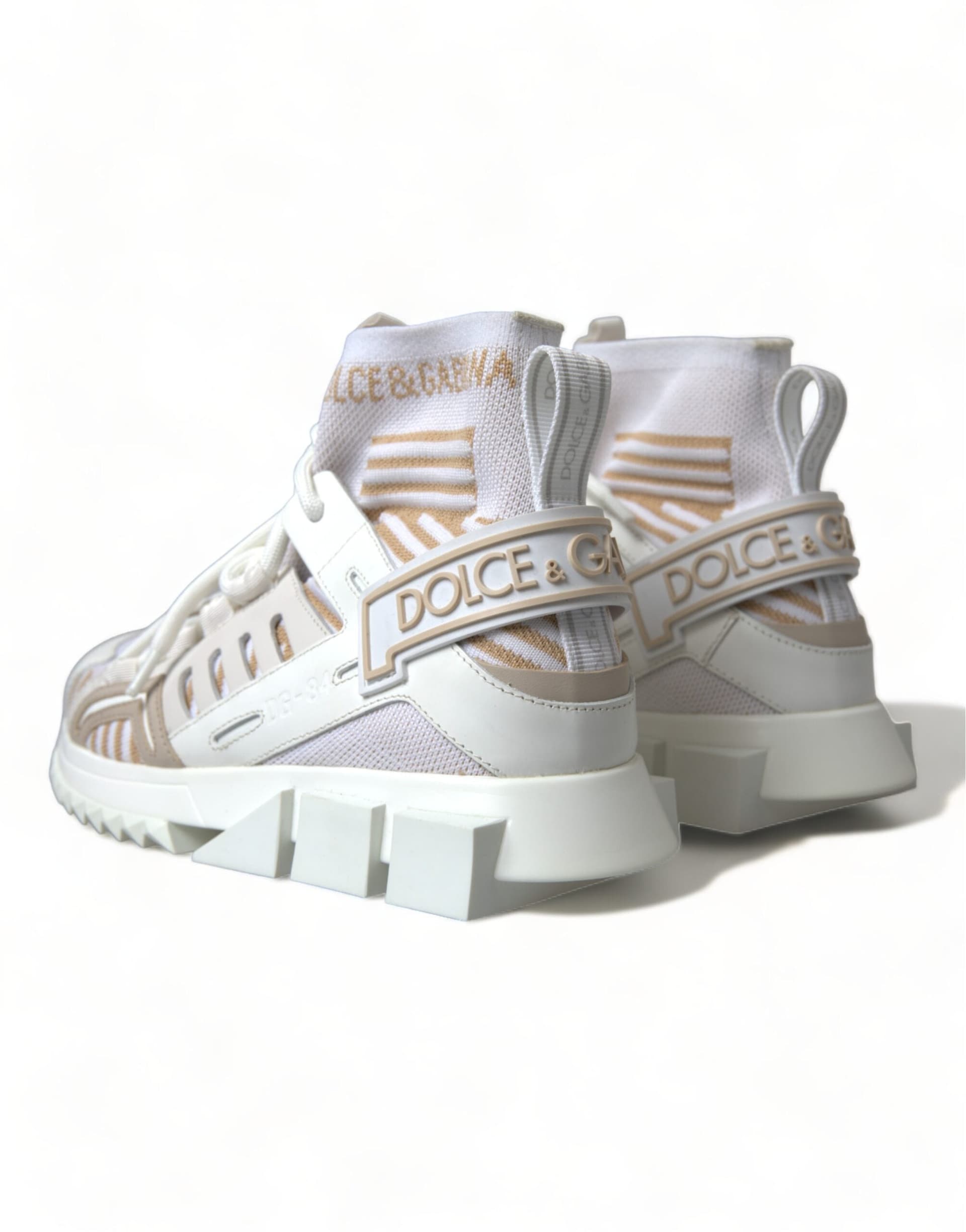 Dolce & Gabbana White Beige Sorrento Socks Sneakers Shoes - 3