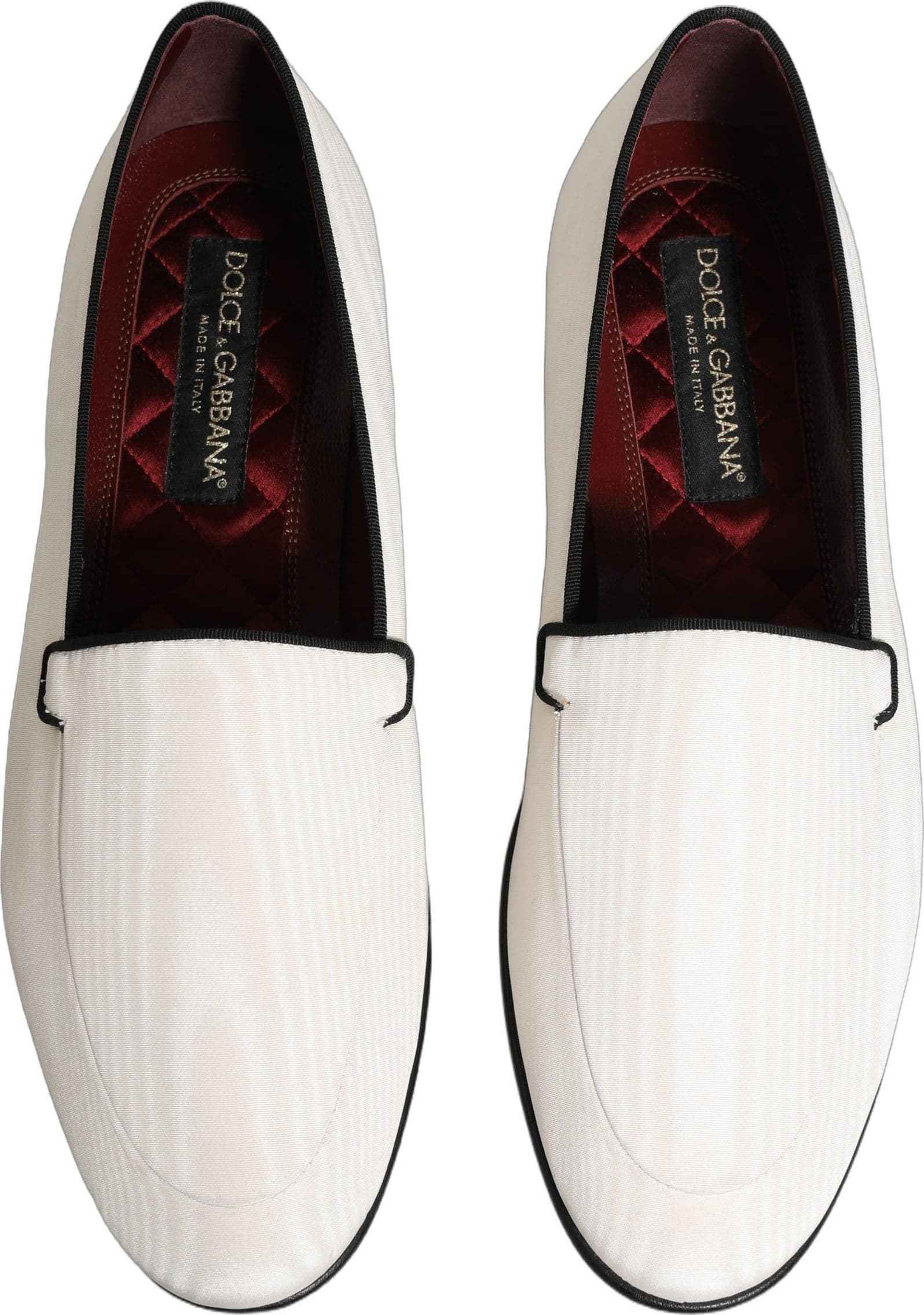 Dolce & Gabbana White Velvet Slip On Men Flats Loafers Shoes - 8