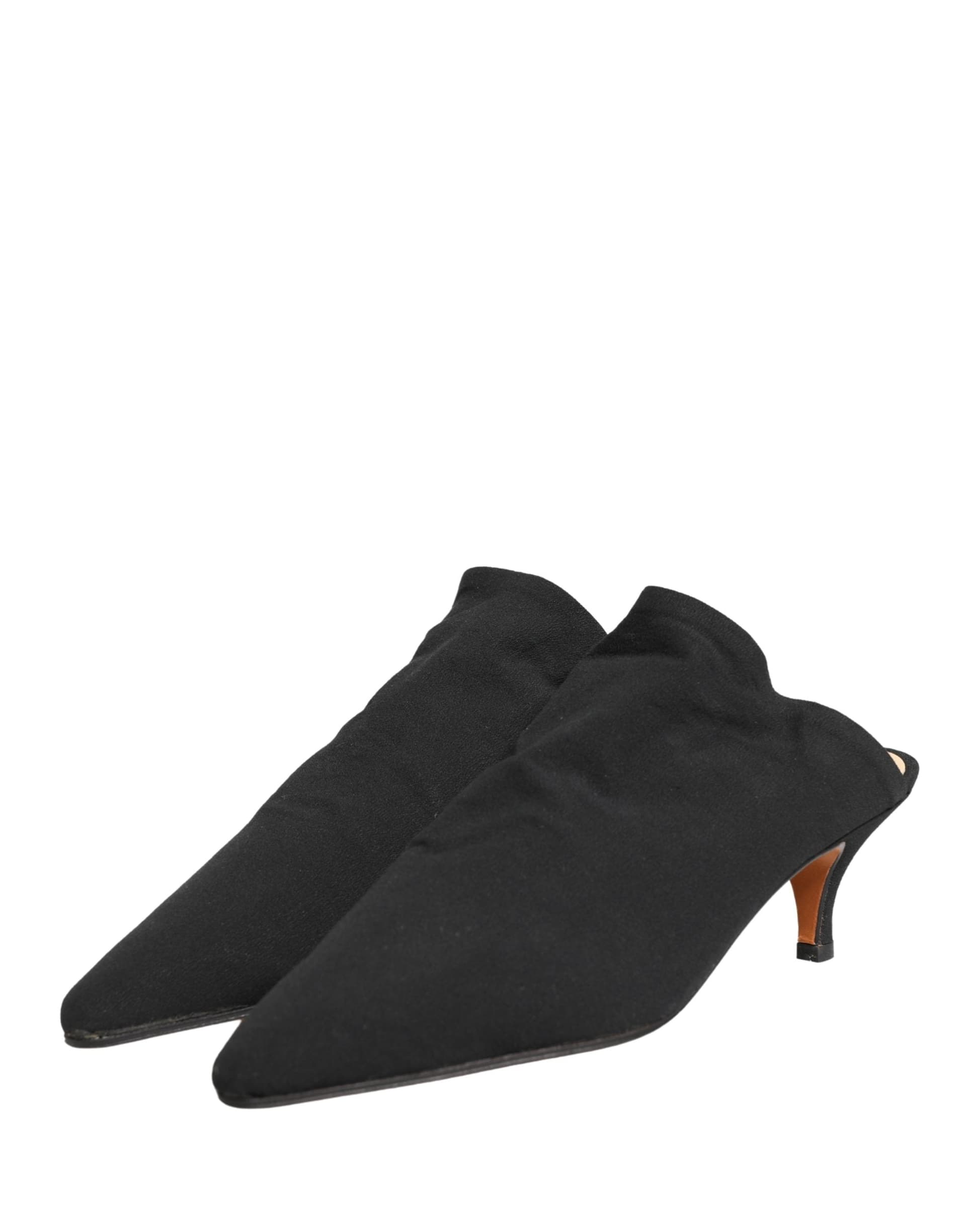 Dolce & Gabbana Black Suede Heel Mule Shoes - 3