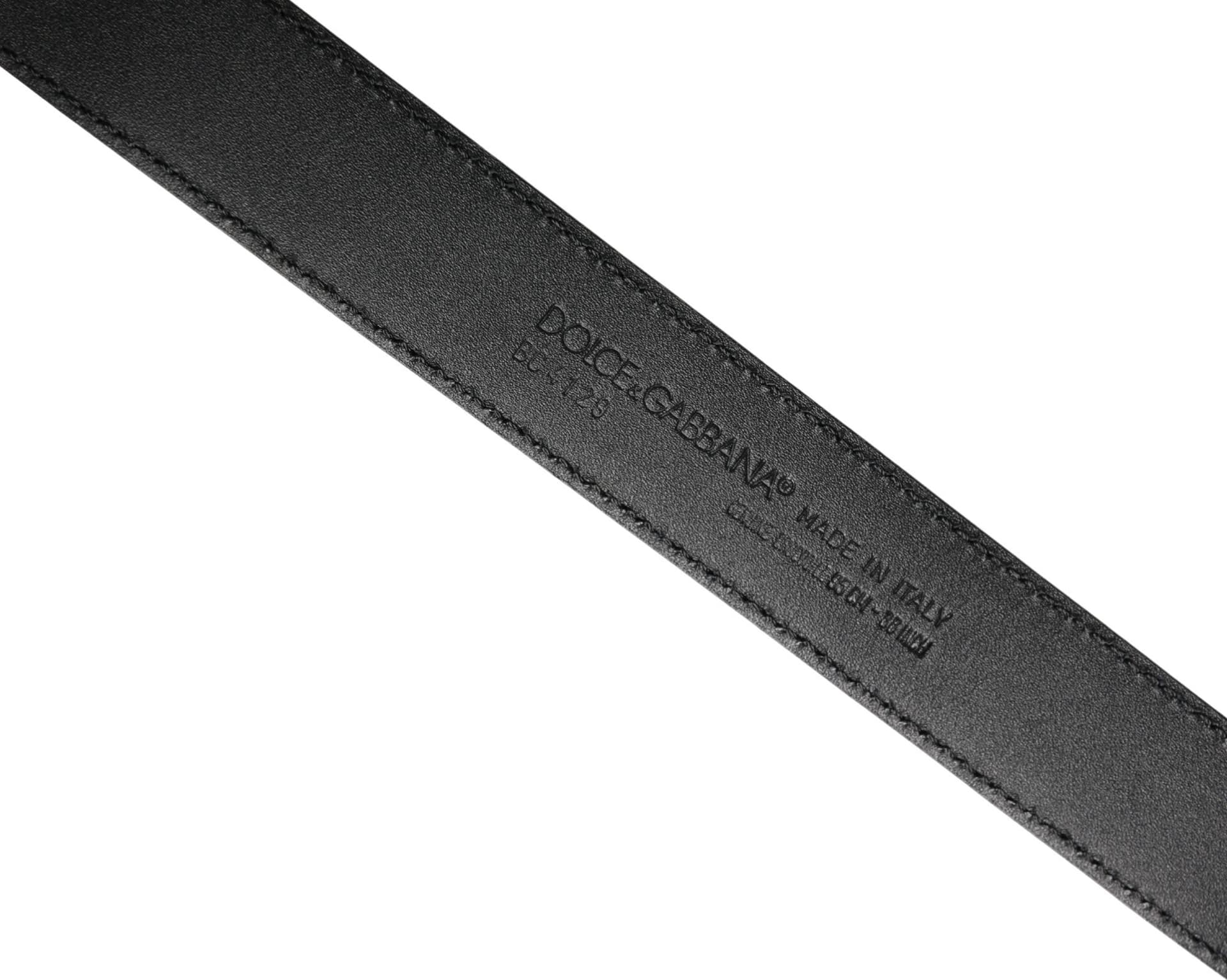 Dolce & Gabbana Men Black Exotic Leather Logo Buckle Belt - 6