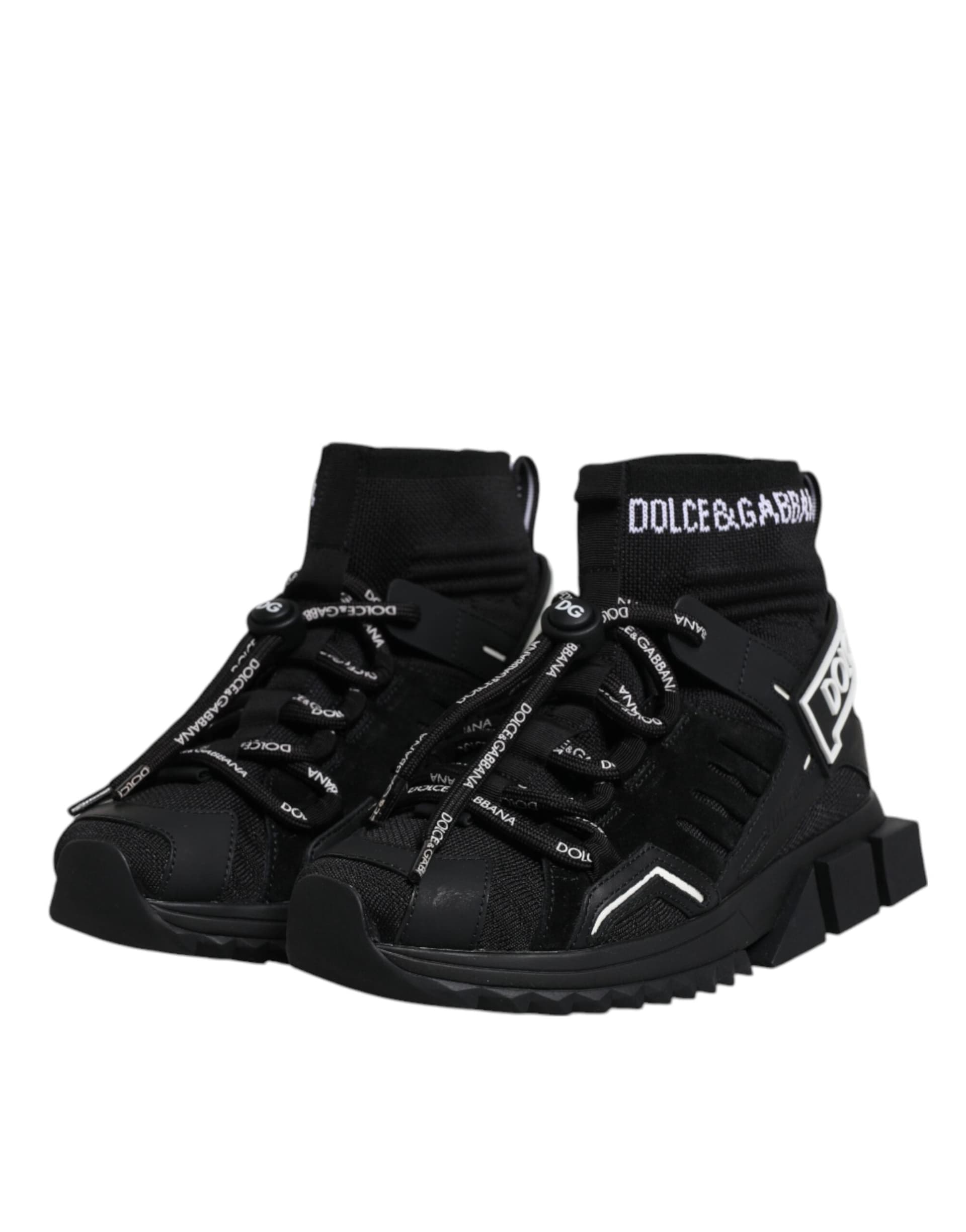 Dolce & Gabbana Black Sorrento Socks Logo Sneakers Shoes - 3