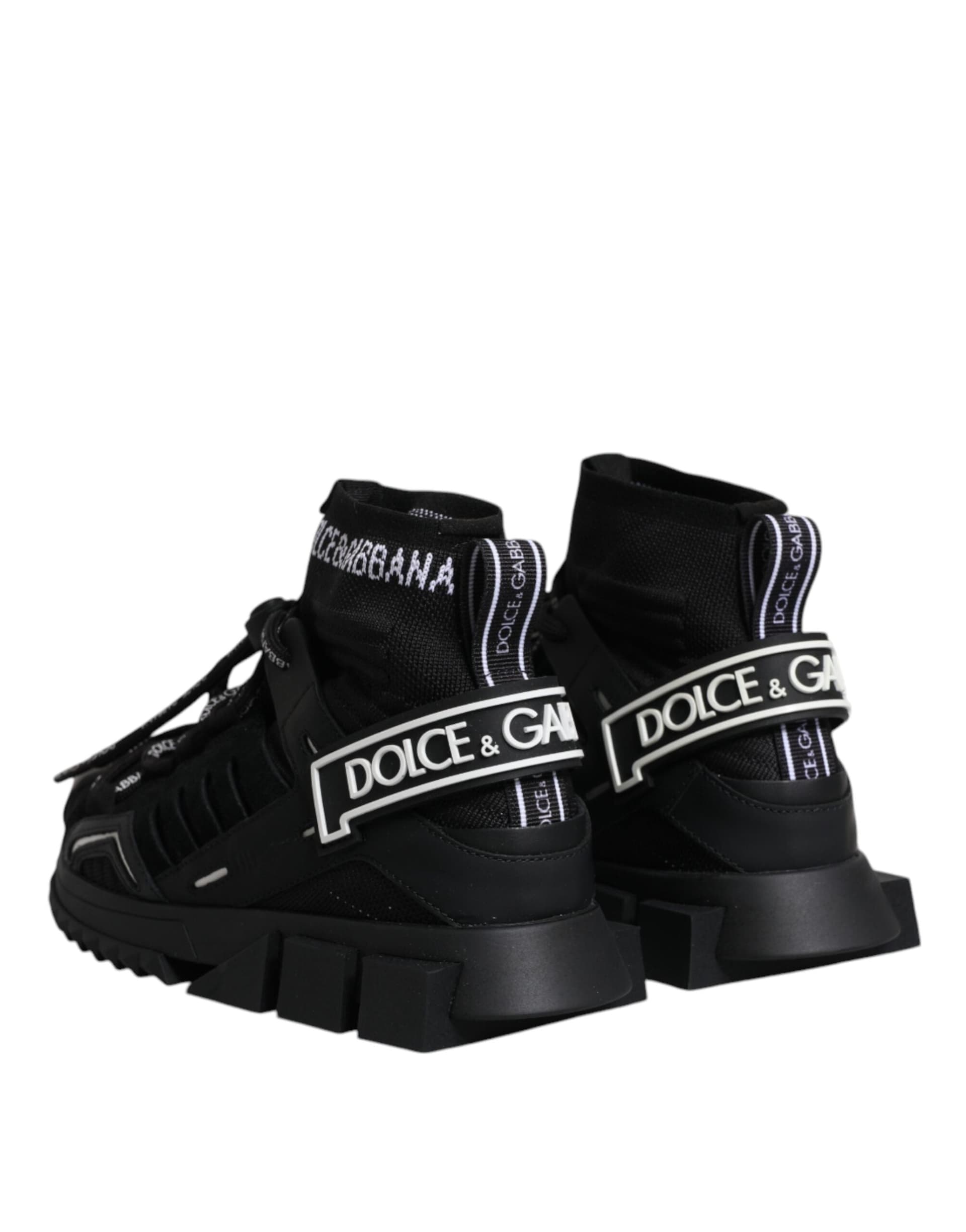 Dolce & Gabbana Black Sorrento Socks Logo Sneakers Shoes - 4