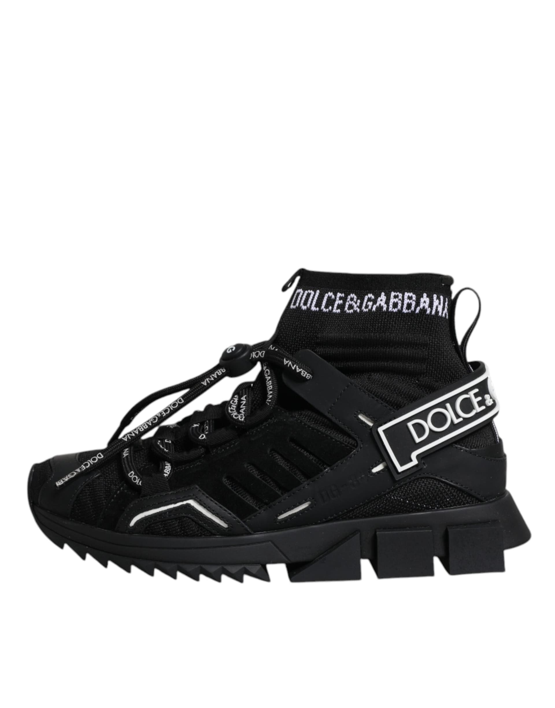 Dolce & Gabbana Black Sorrento Socks Logo Sneakers Shoes - 5