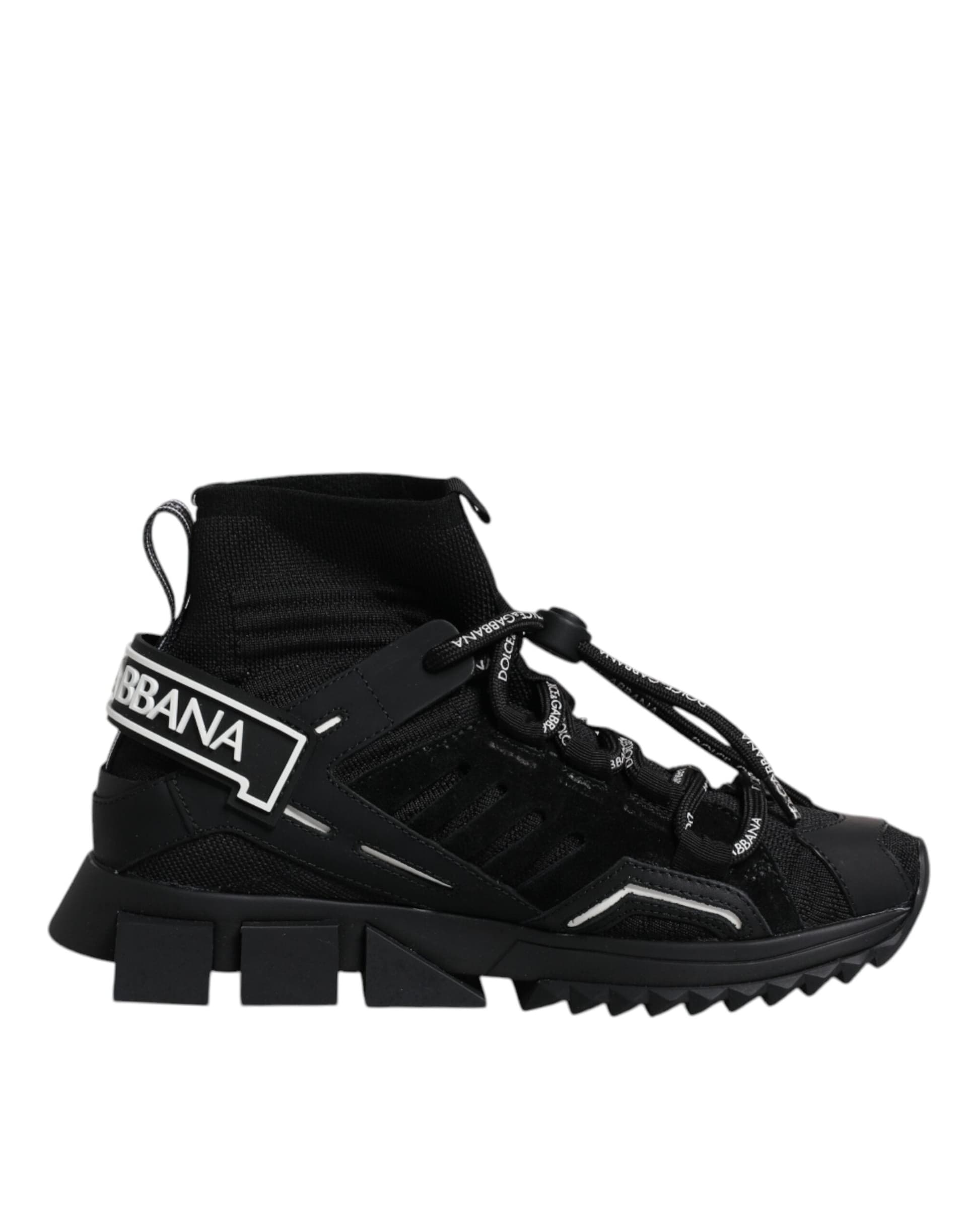 Dolce & Gabbana Black Sorrento Socks Logo Sneakers Shoes - 7