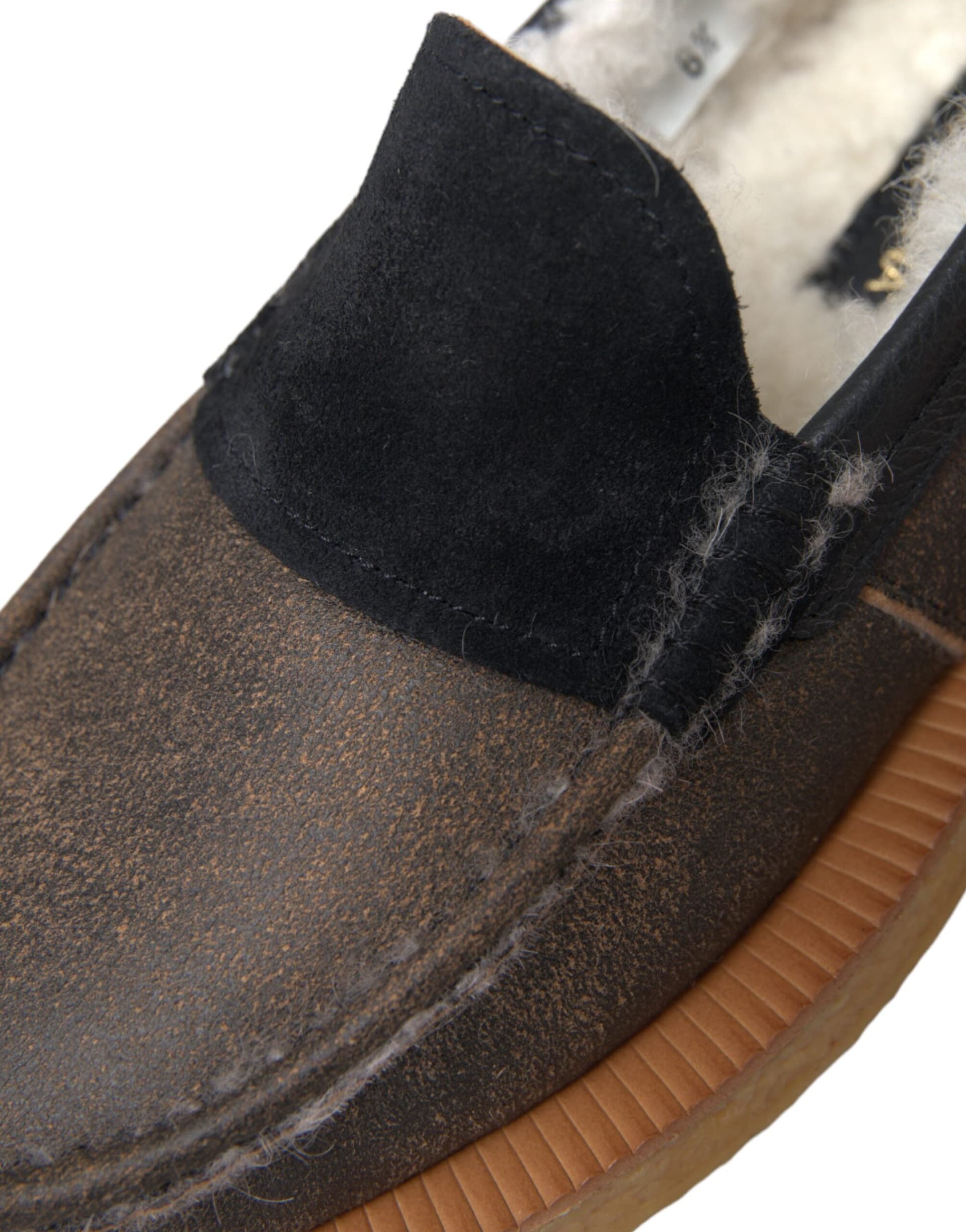 Dolce & Gabbana Brown Black Fur Leather Loafers Men Shoes - 8