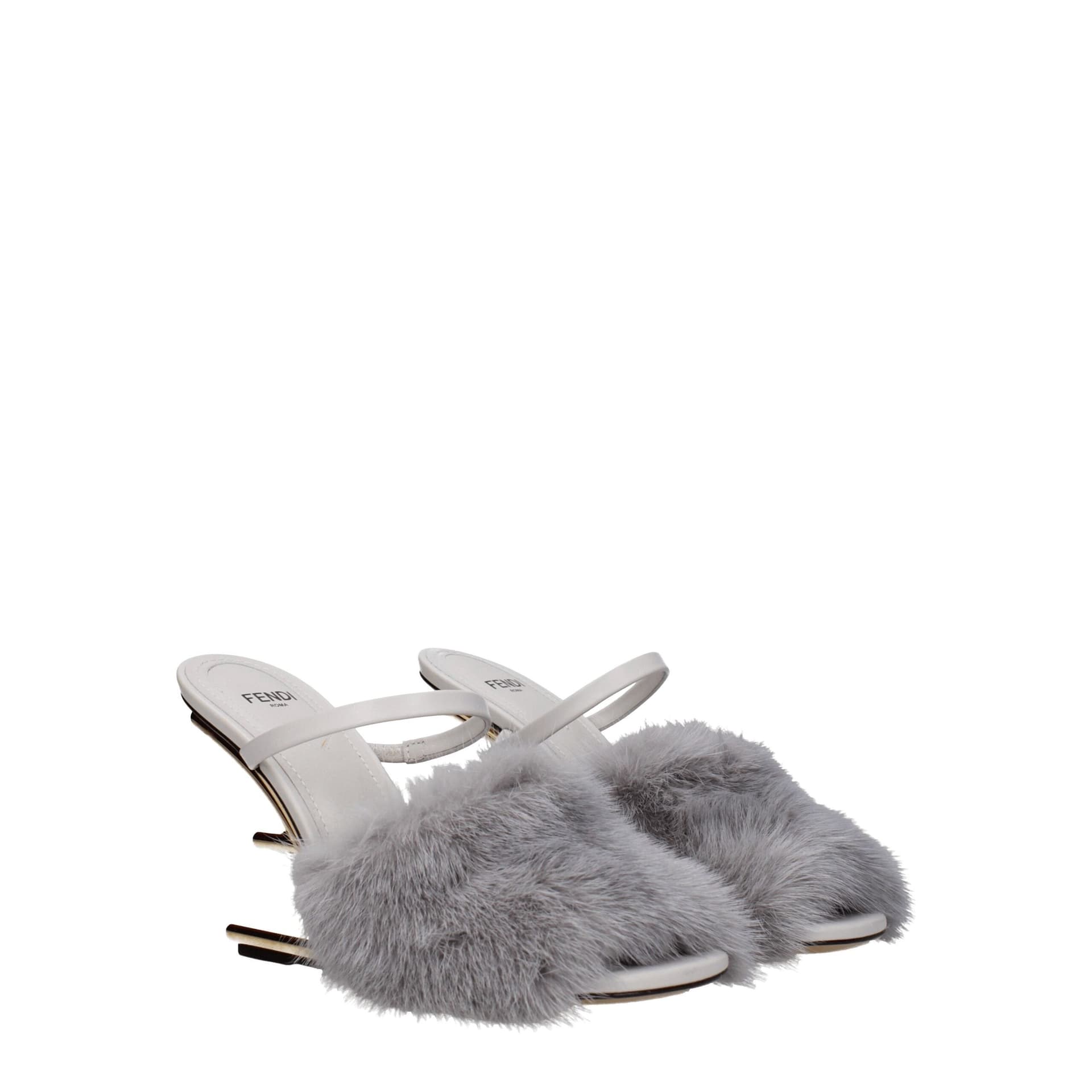 Fendi Gray Mink Slippers - 2