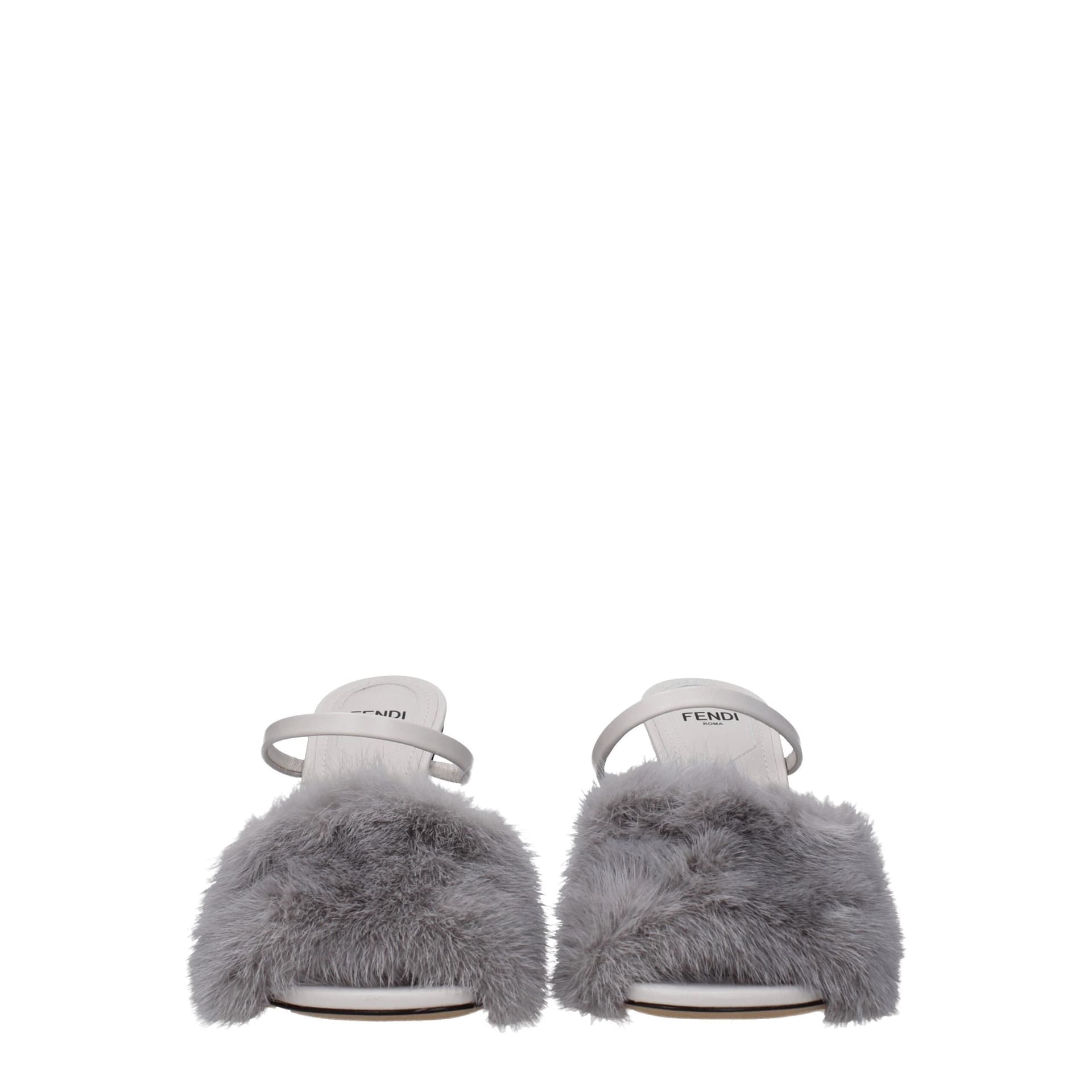 Fendi Gray Mink Slippers - 3