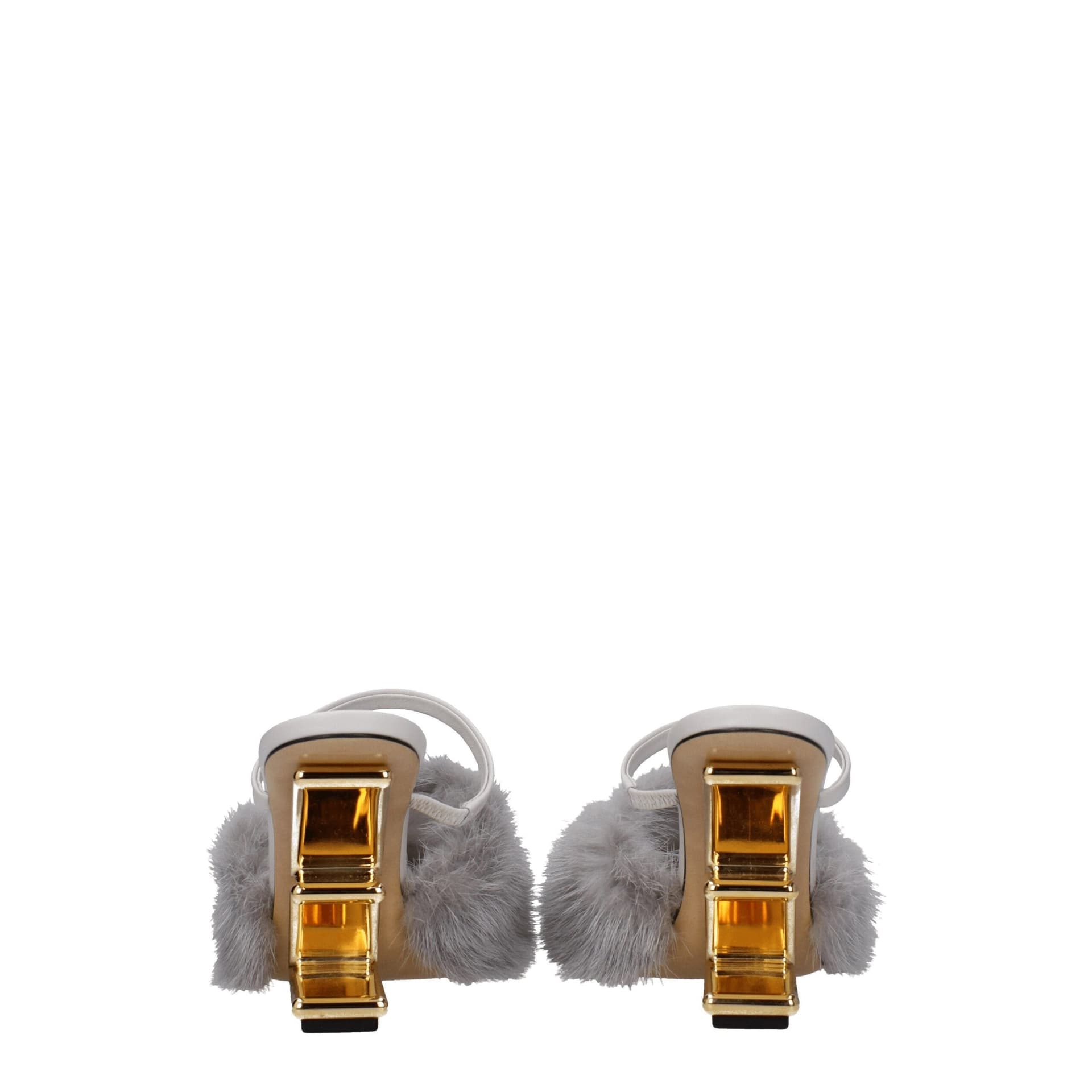 Fendi Gray Mink Slippers - 5