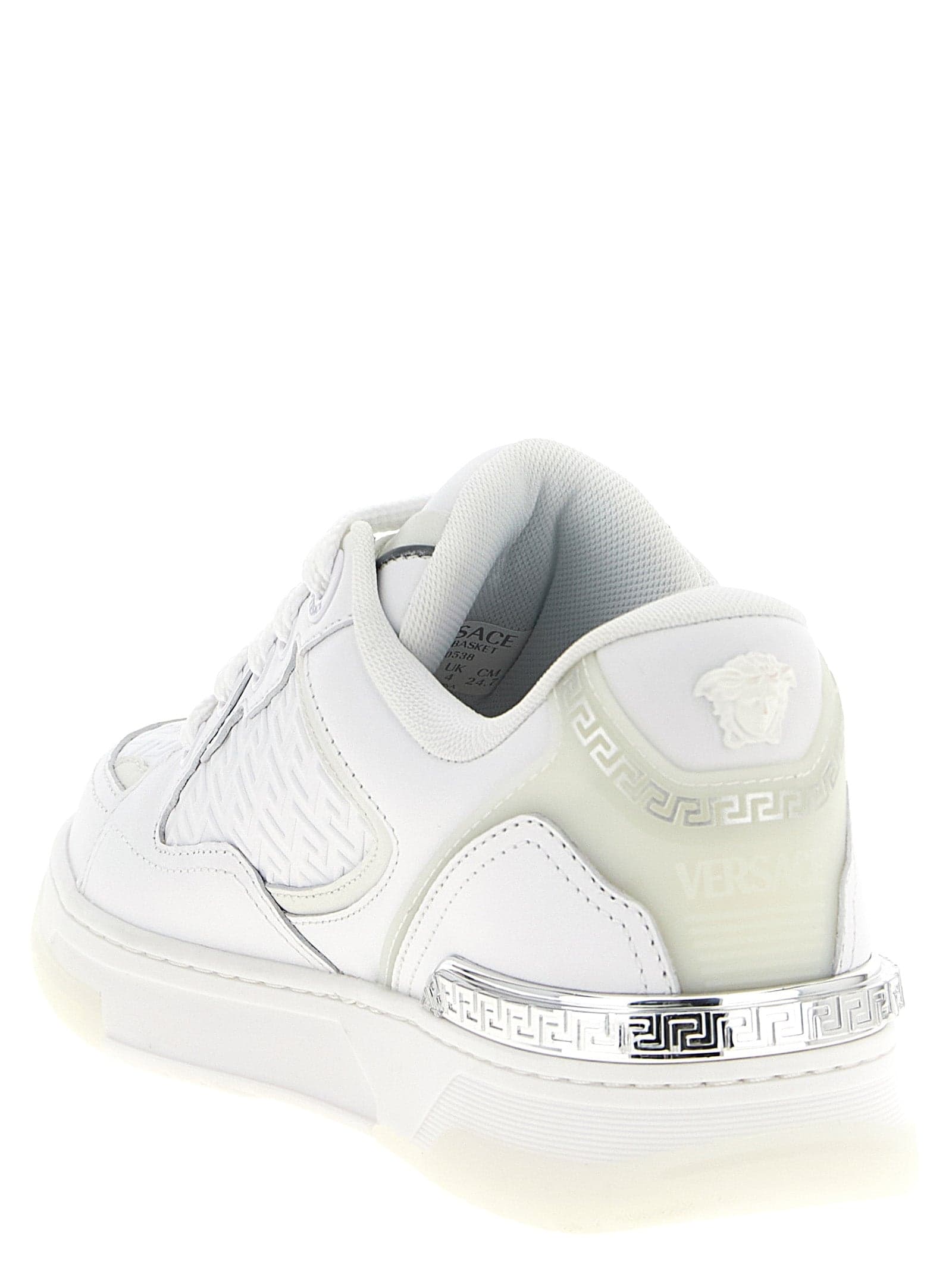 Versace White Calfskin Low Top Sneakers - 3