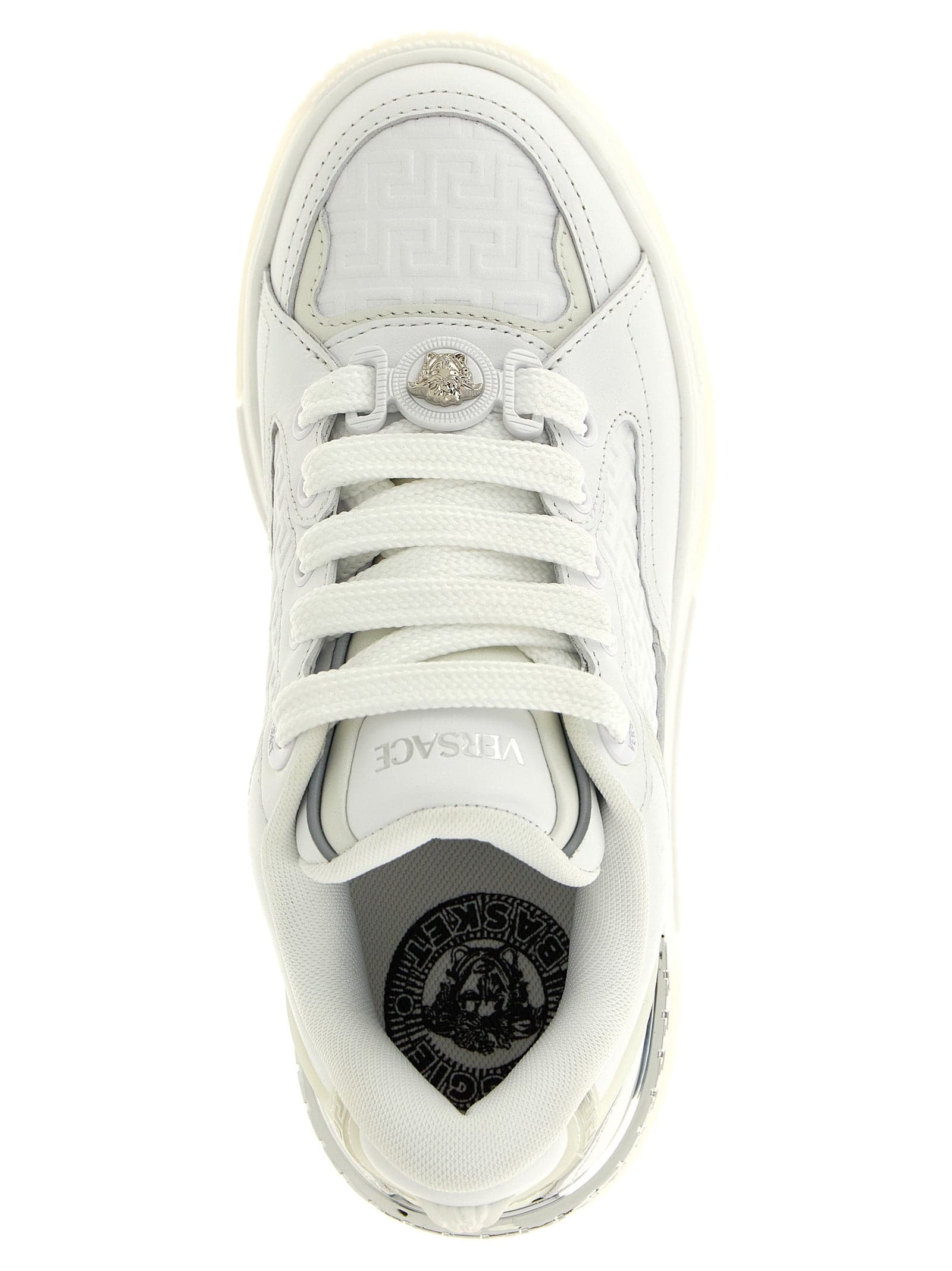 Versace White Calfskin Low Top Sneakers - 4