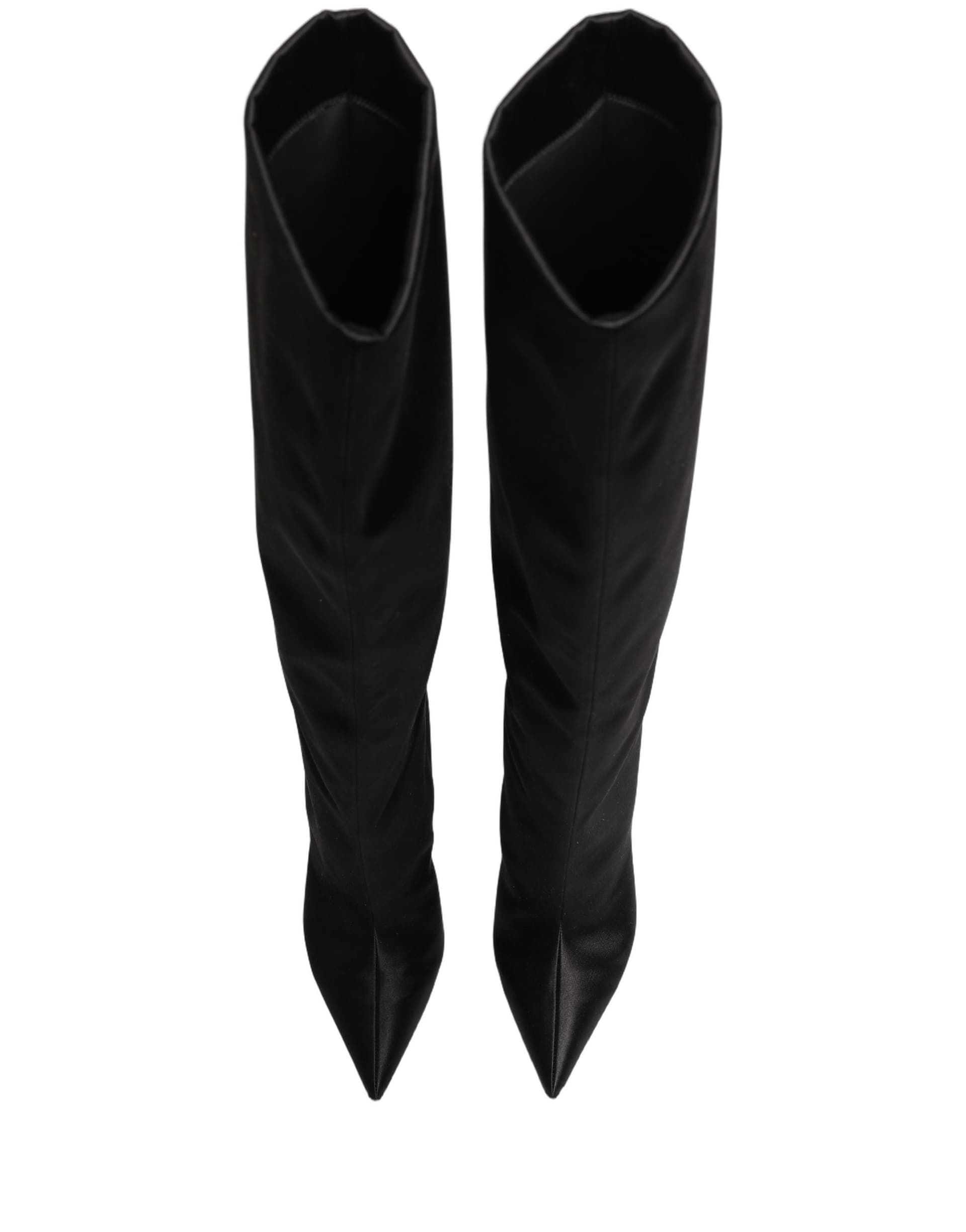 Dolce & Gabbana Black Satin Knee High Stiletto Boots Shoes - 5
