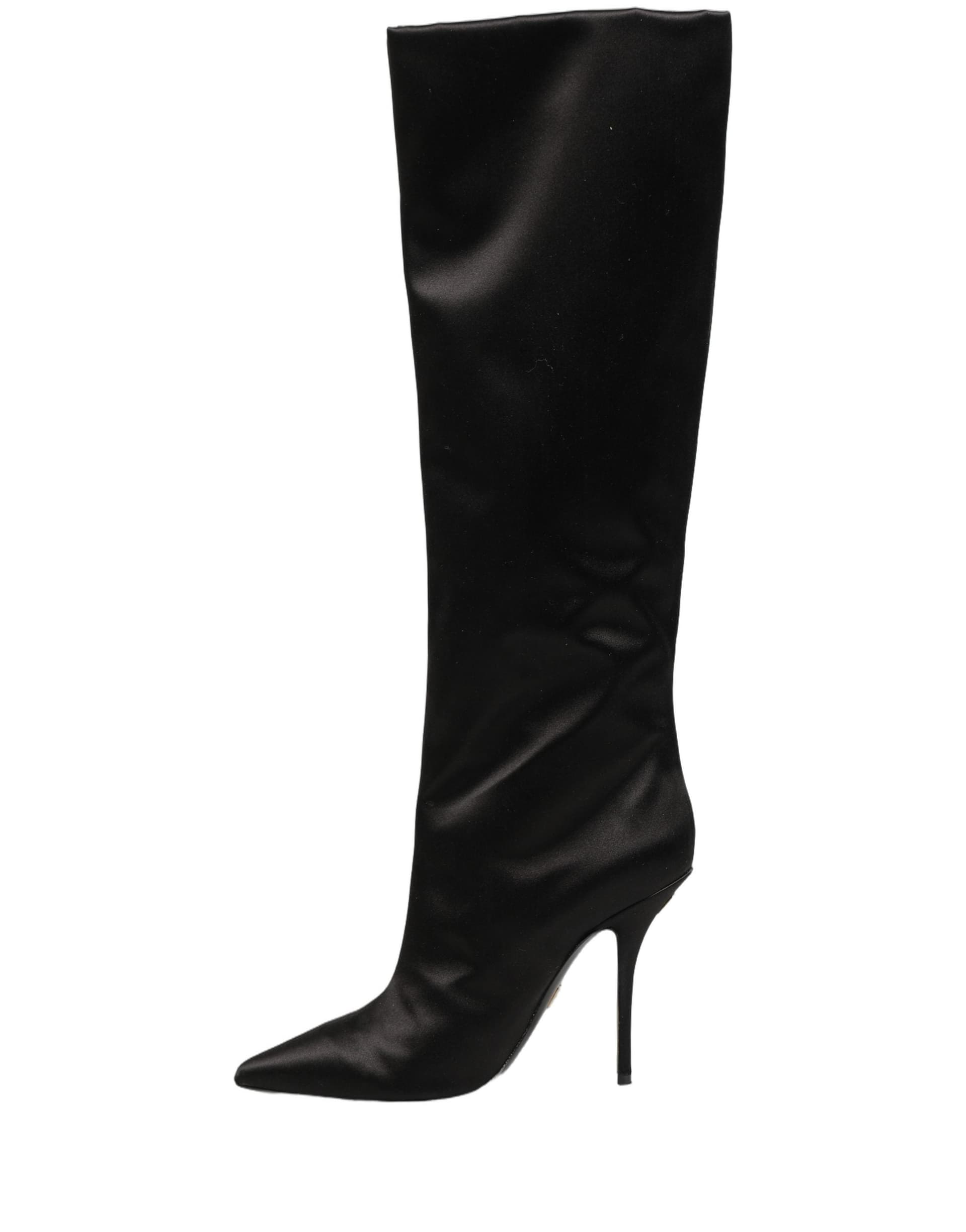 Dolce & Gabbana Black Satin Knee High Stiletto Boots Shoes - 6