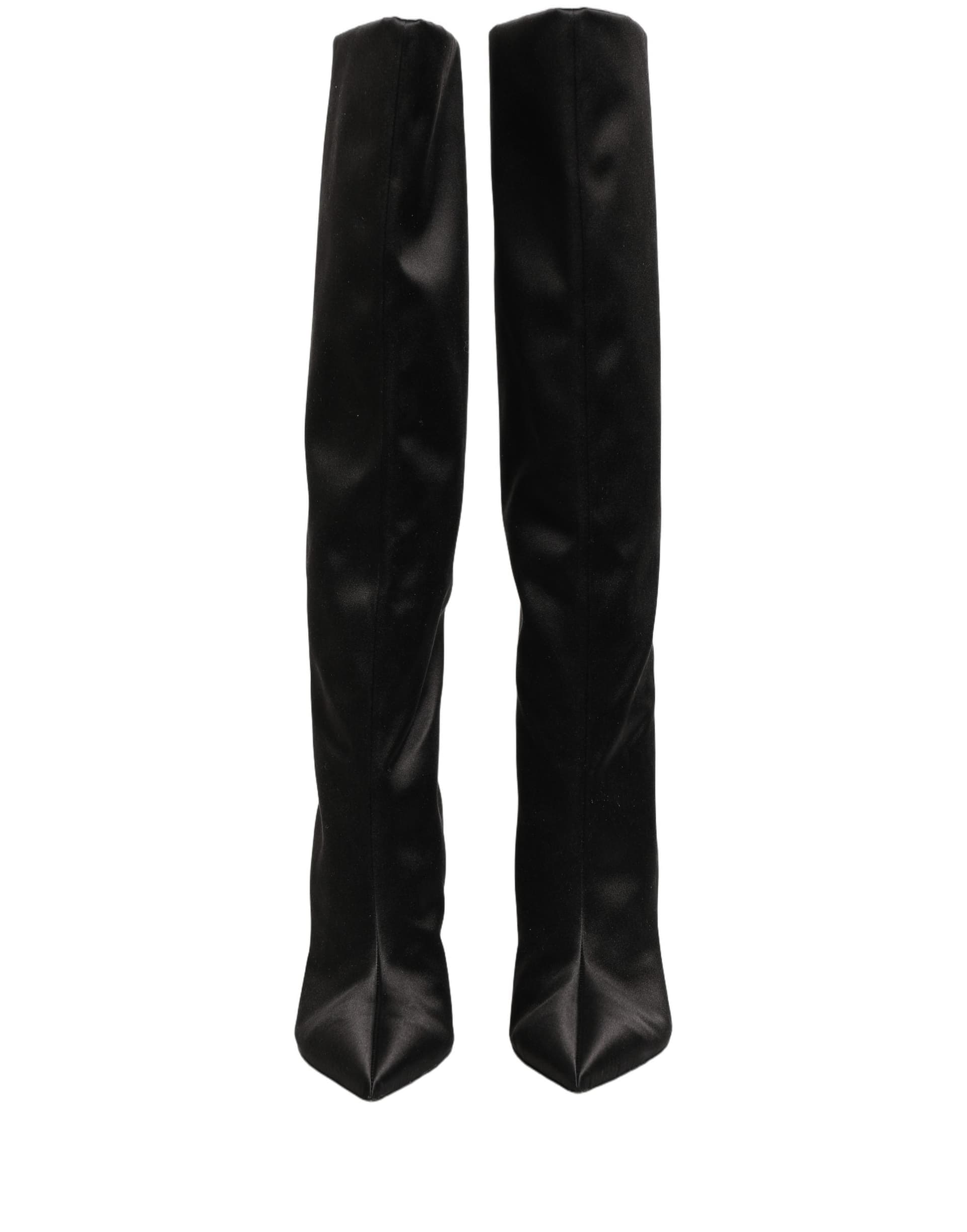 Dolce & Gabbana Black Satin Knee High Stiletto Boots Shoes - 8