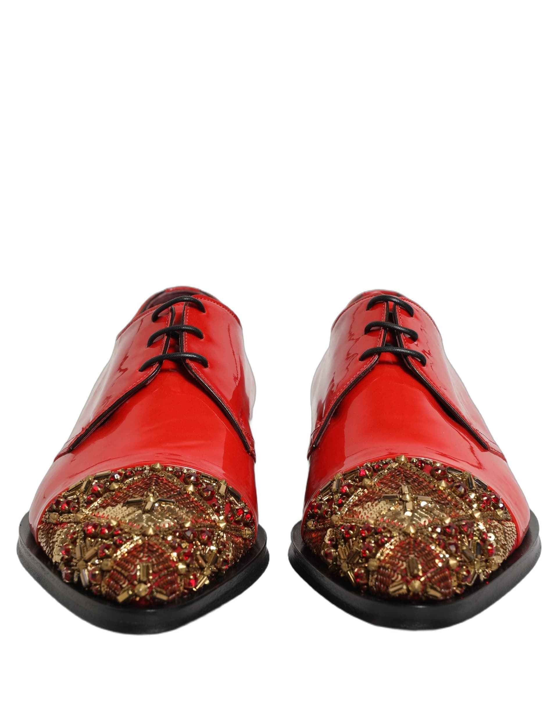 Dolce & Gabbana Red Embellished Men Derby Dress Formal Shoes - 2