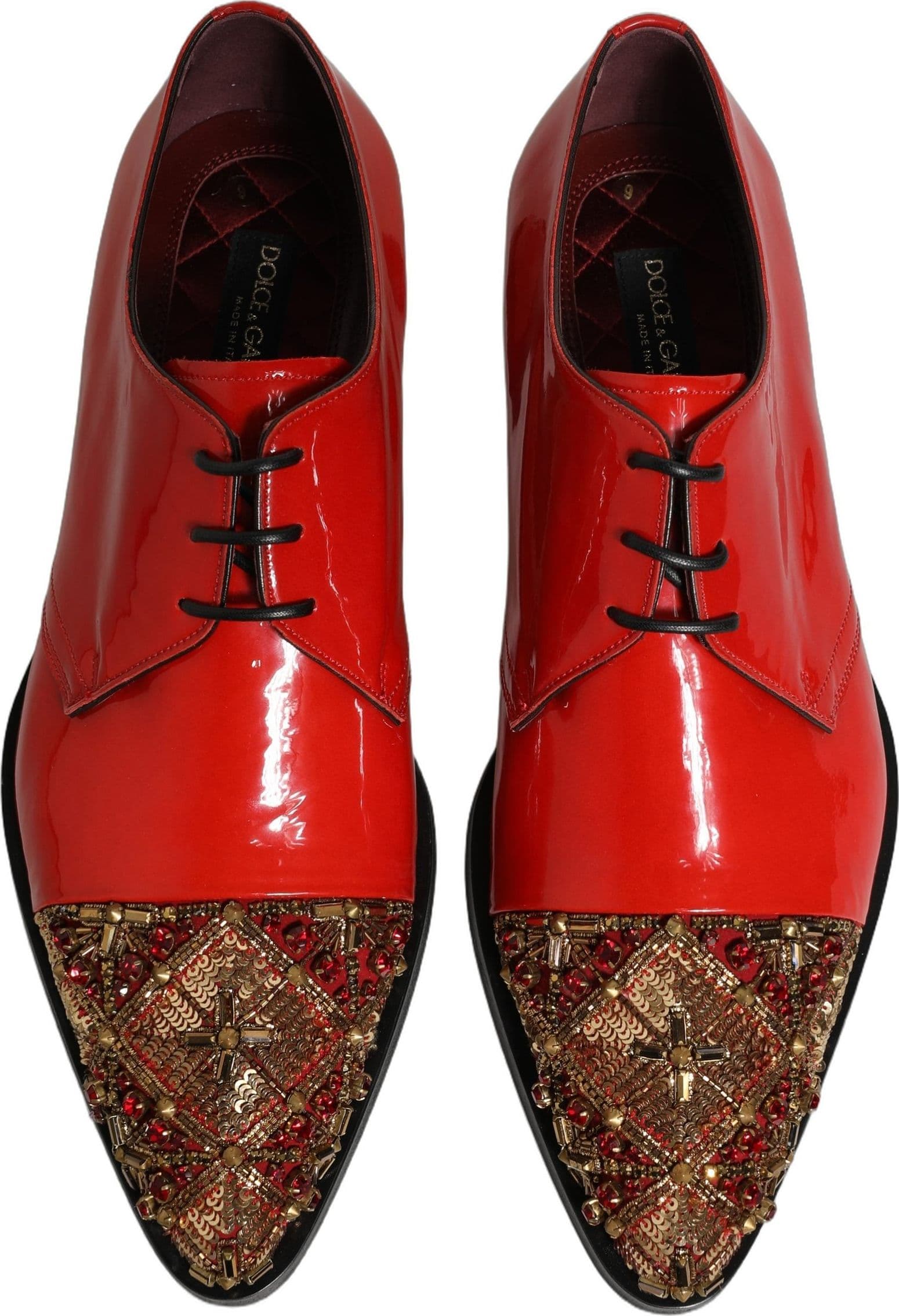Dolce & Gabbana Red Embellished Men Derby Dress Formal Shoes - 3